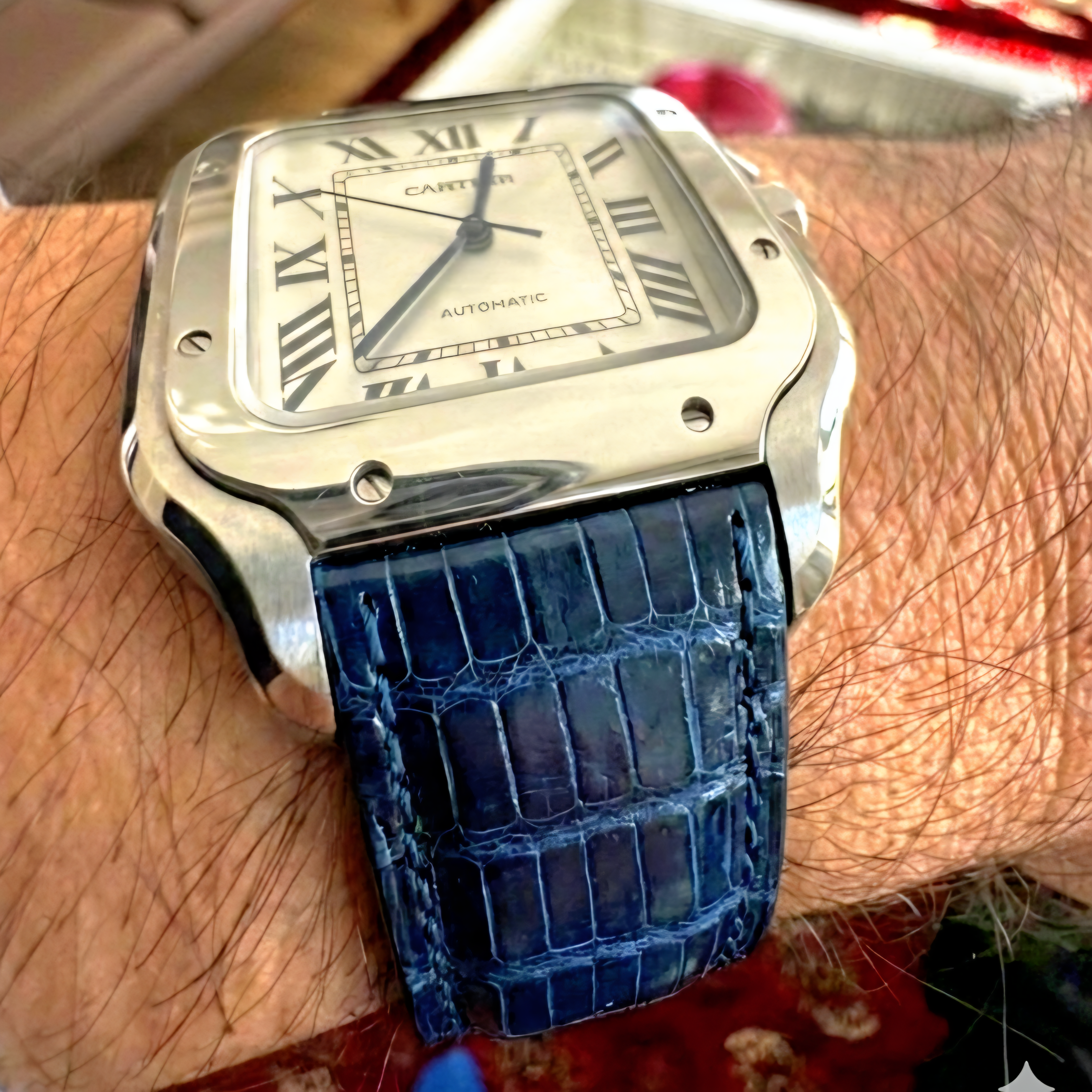Cartier Santos Compatible Lizard Leather Watch Strap