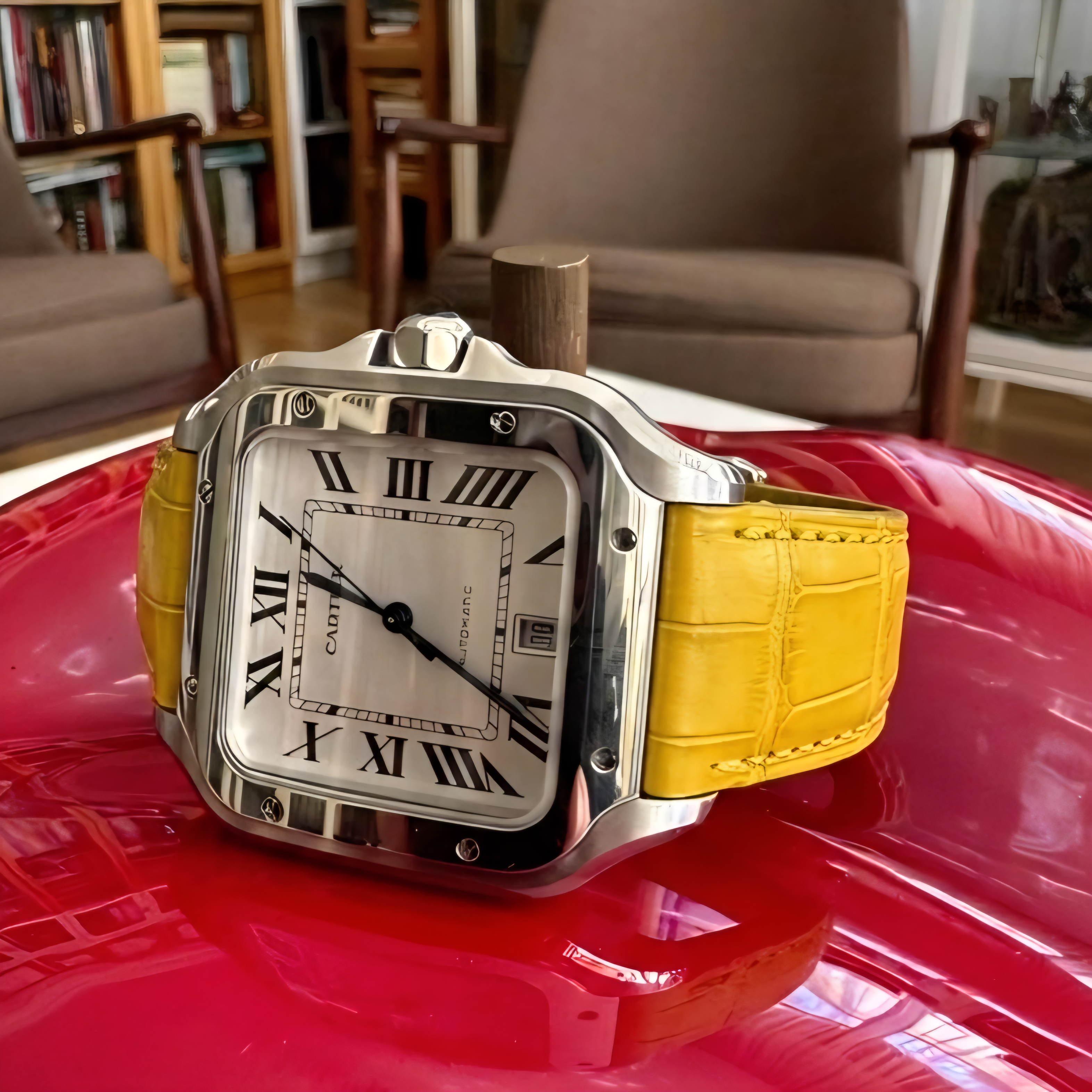 Cartier Santos Compatible Gen Croc. Leather Watch Strap
