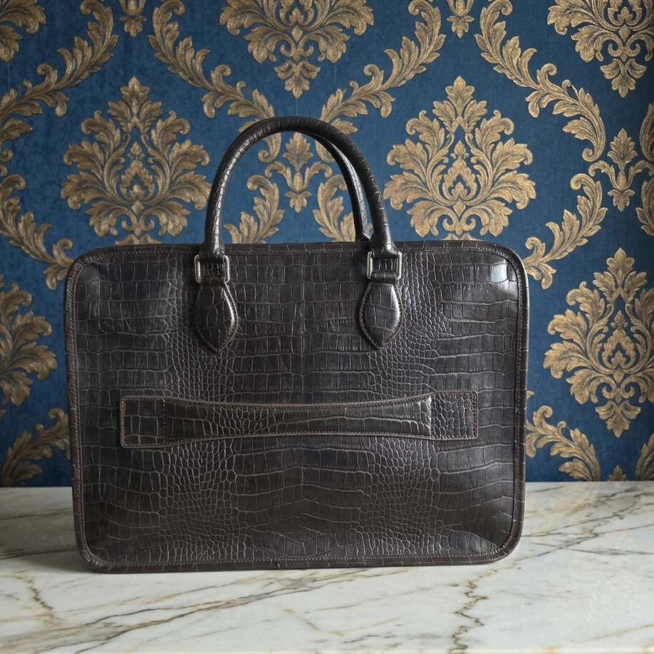 Leather Laptop Bag - Dark Brown