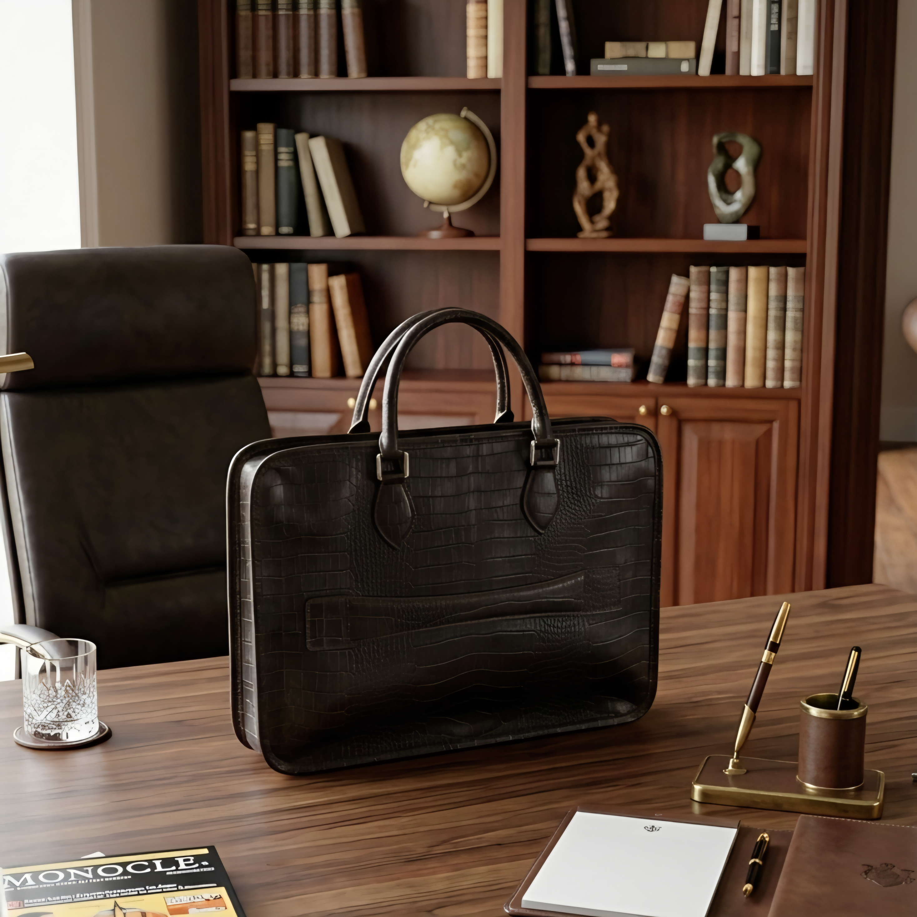 Leather Laptop Bag - Dark Brown
