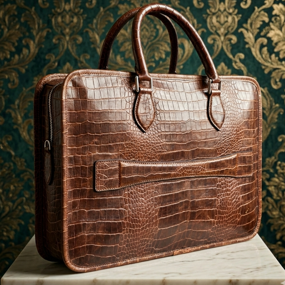 Leather Laptop Bag - Dark Brown