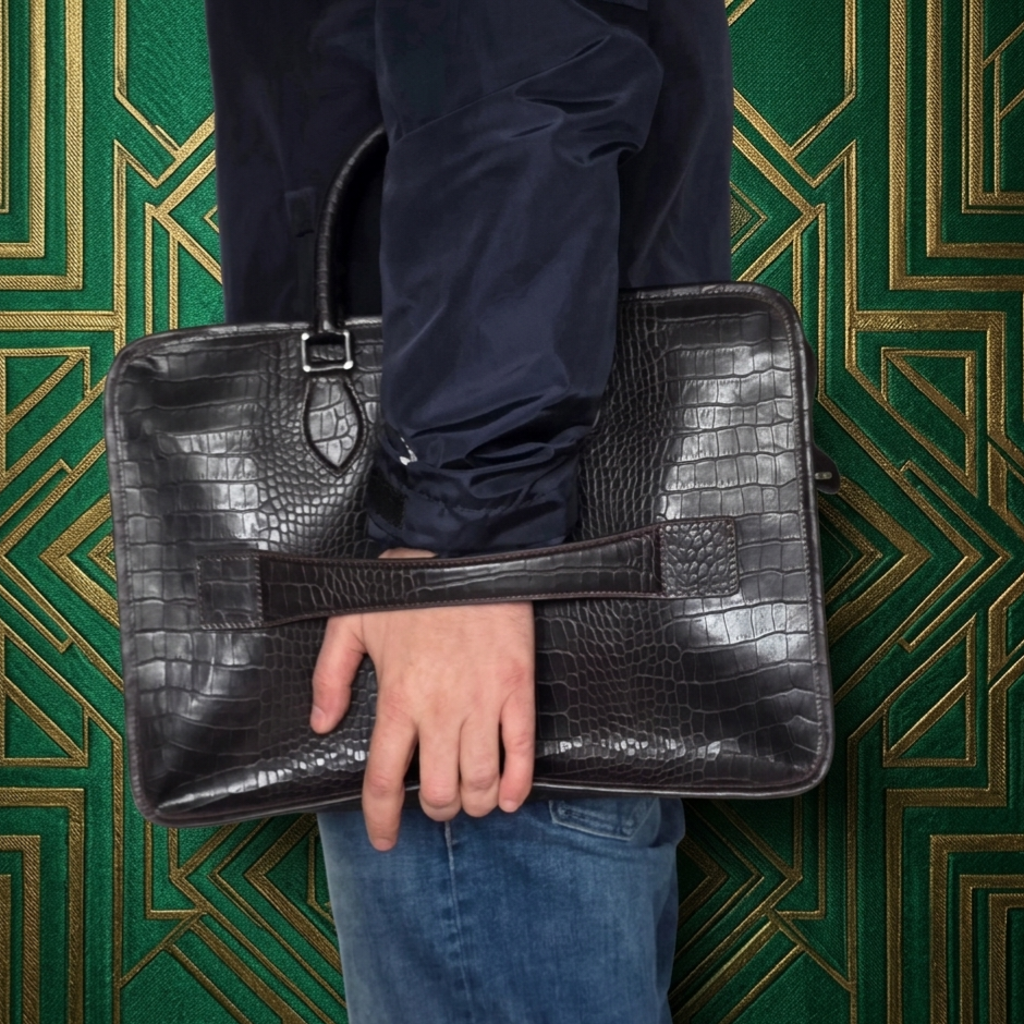 Leather Laptop Bag - Dark Brown