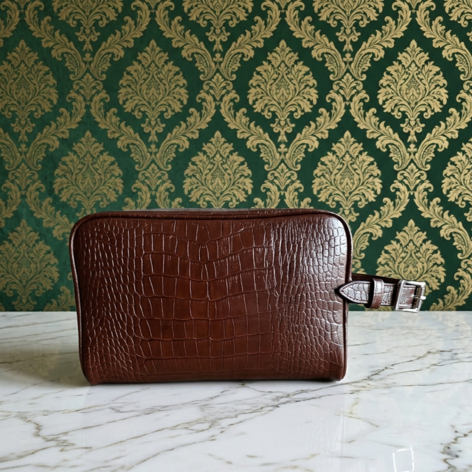 Leather Daffle Bag - Brown