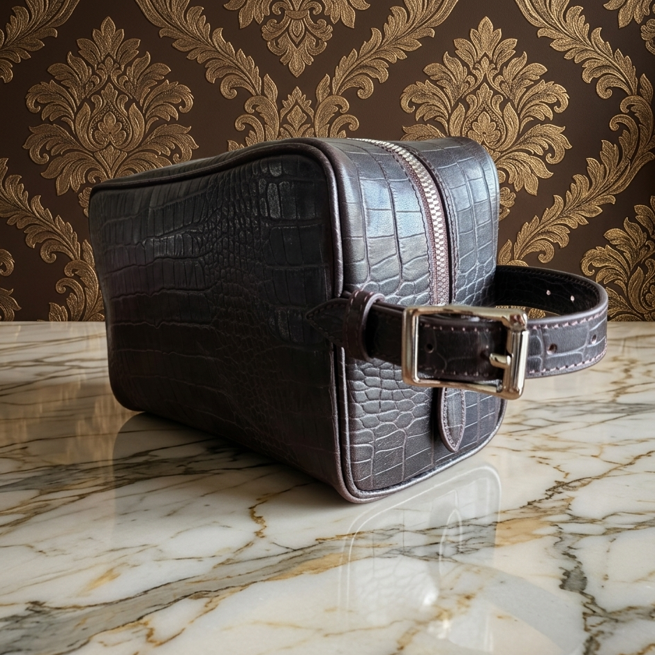 Leather Daffle Bag - Dark Brown