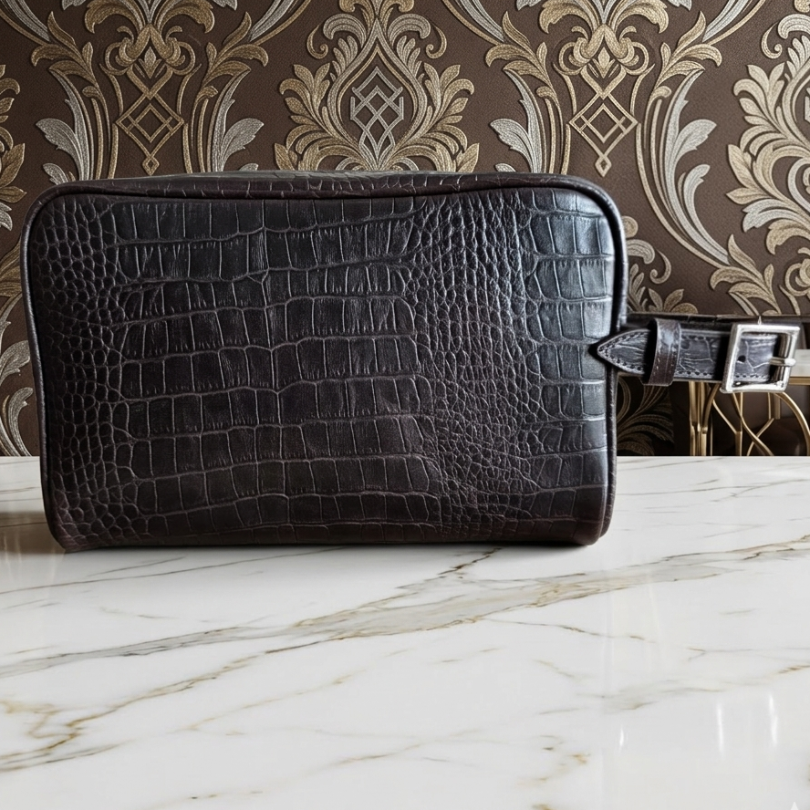 Leather Daffle Bag - Dark Brown