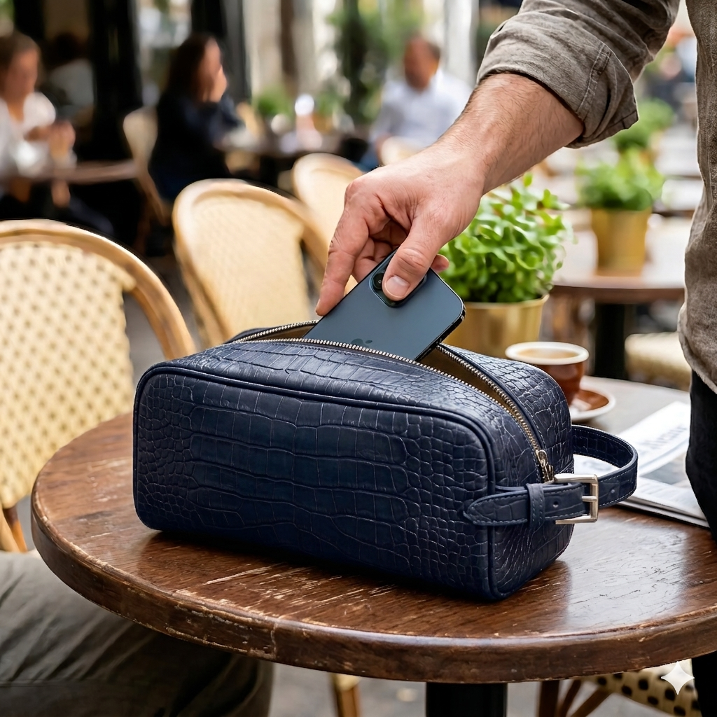 Leather Daffle Bag - D. Blue