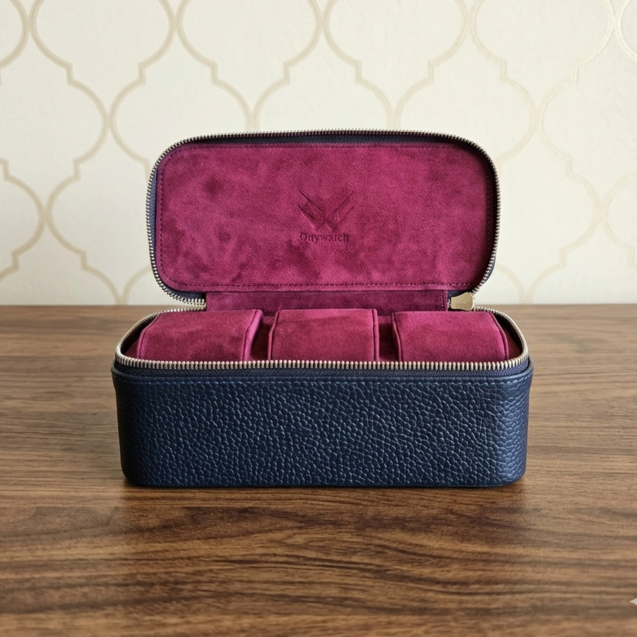 Anok Watch Travel Case for 3 / D. Blue - Burgundy