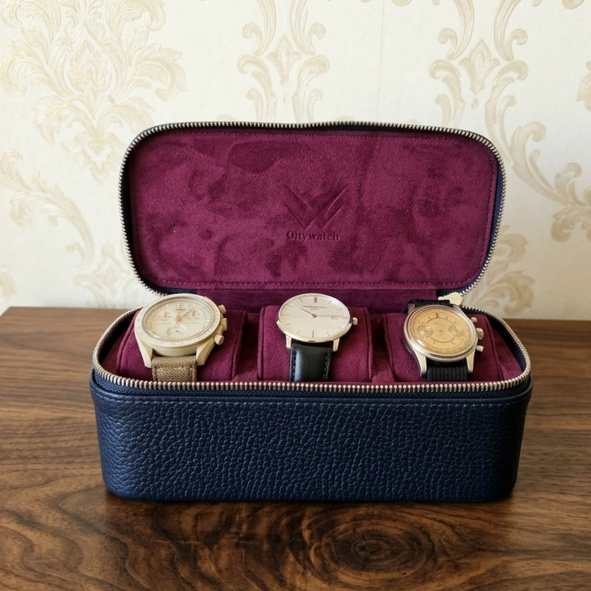 Anok Watch Travel Case for 3 / D. Blue - Burgundy