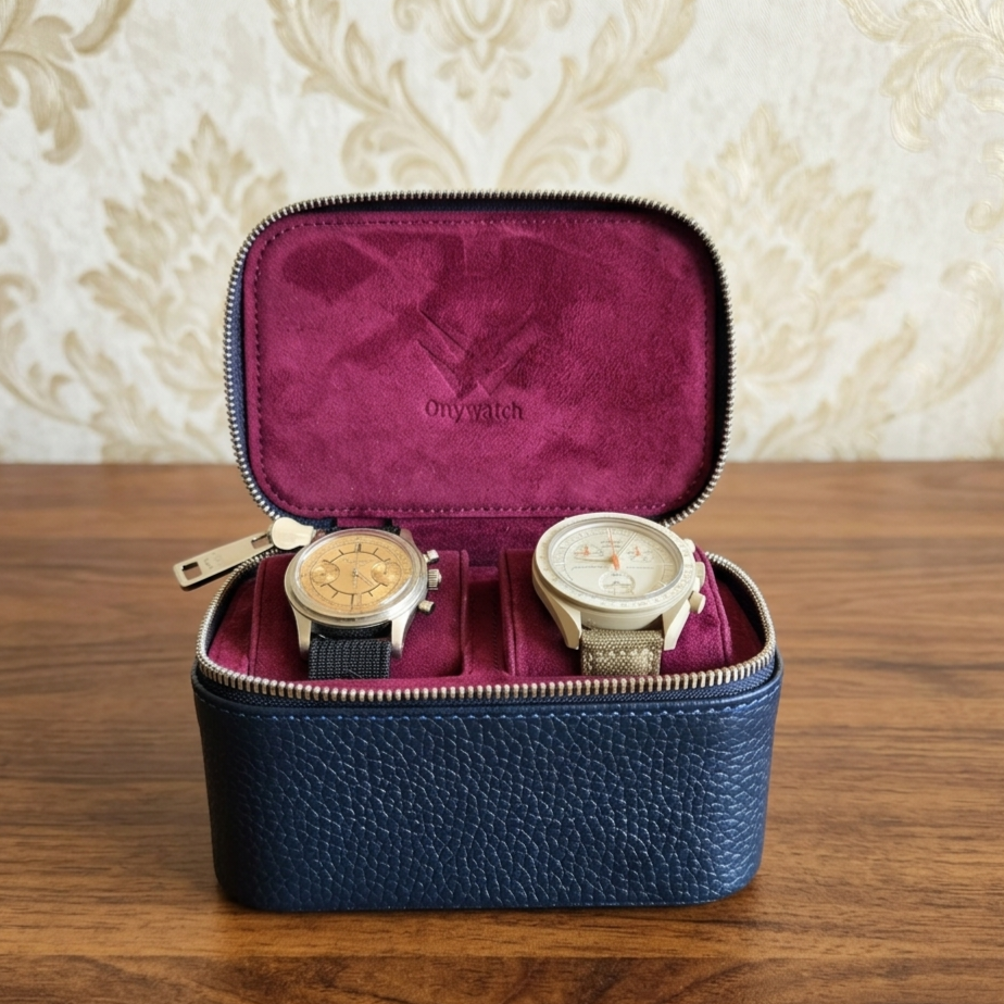 Anok Watch Travel Case for 2 / Navy Blue