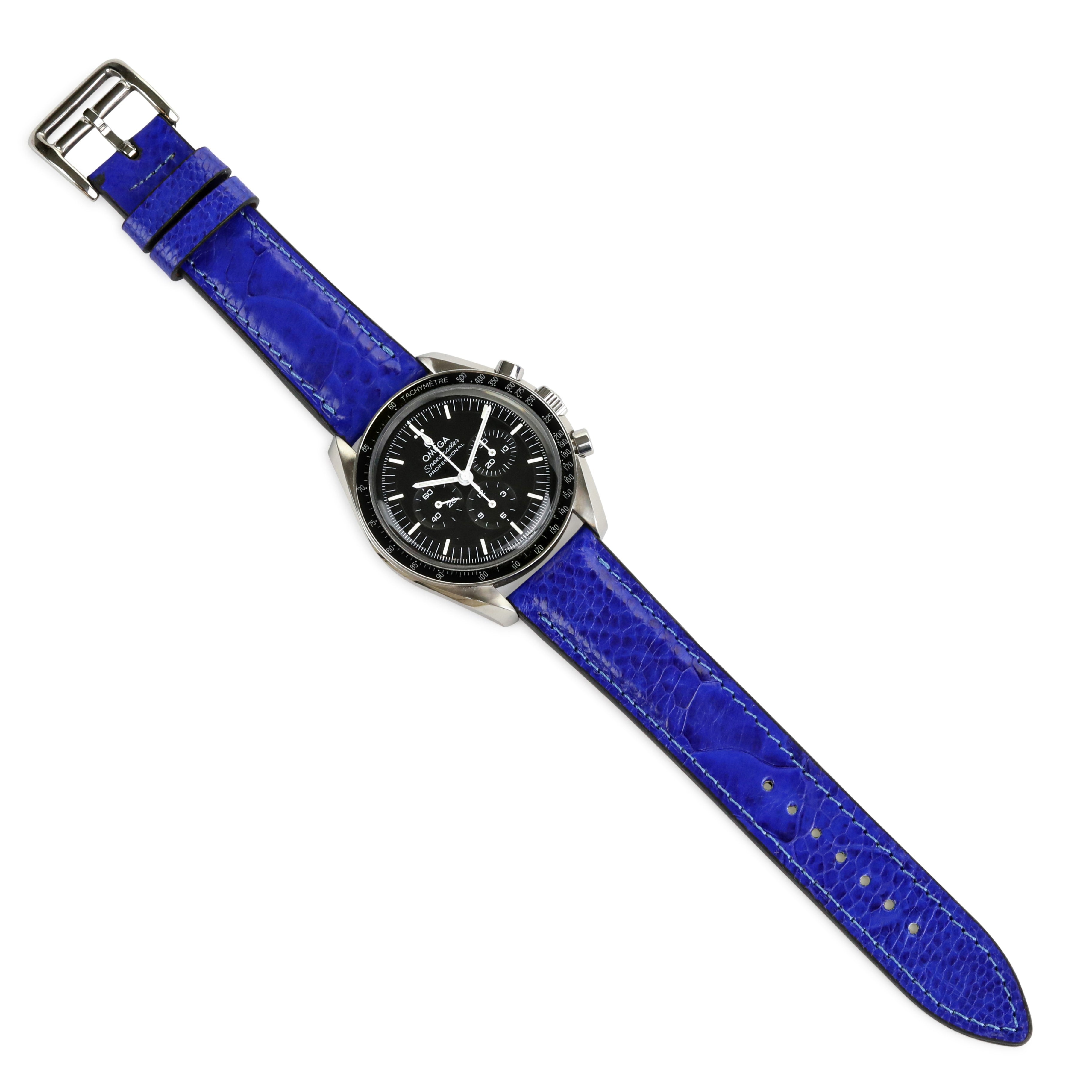 Ostrich Leather Strap - Blue