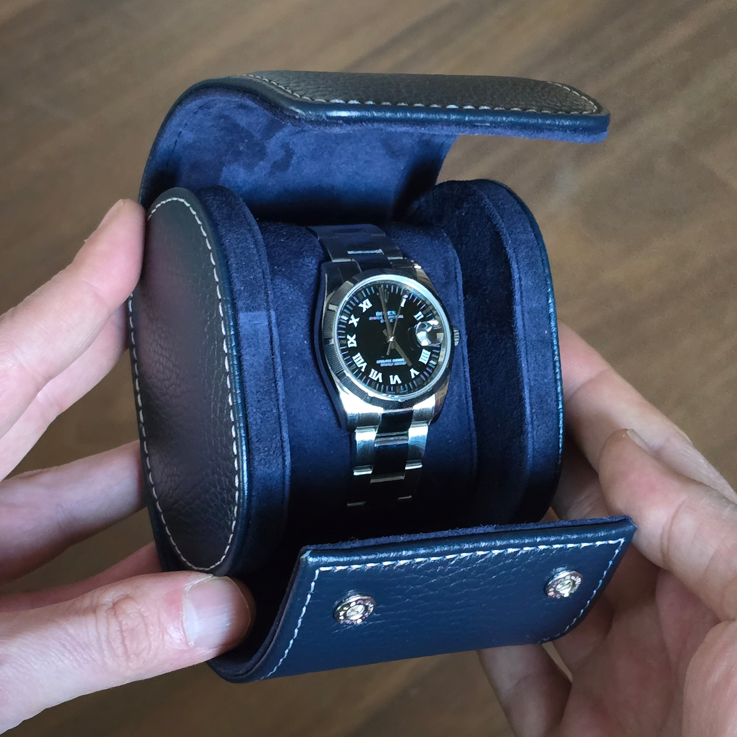 Toro Leather Watch Roll for 1 - D. Blue