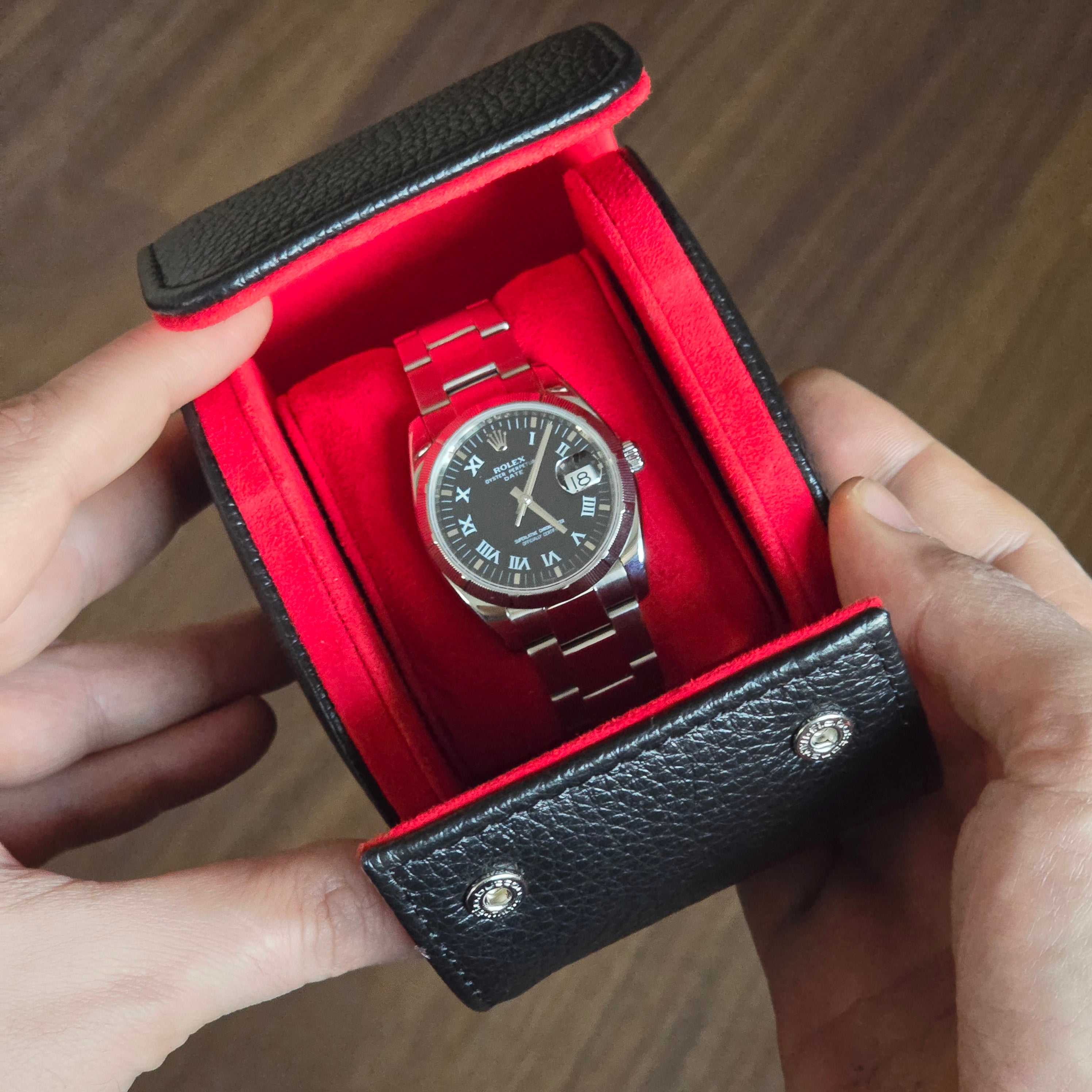 Toro Leather Watch Roll for 1 - Black