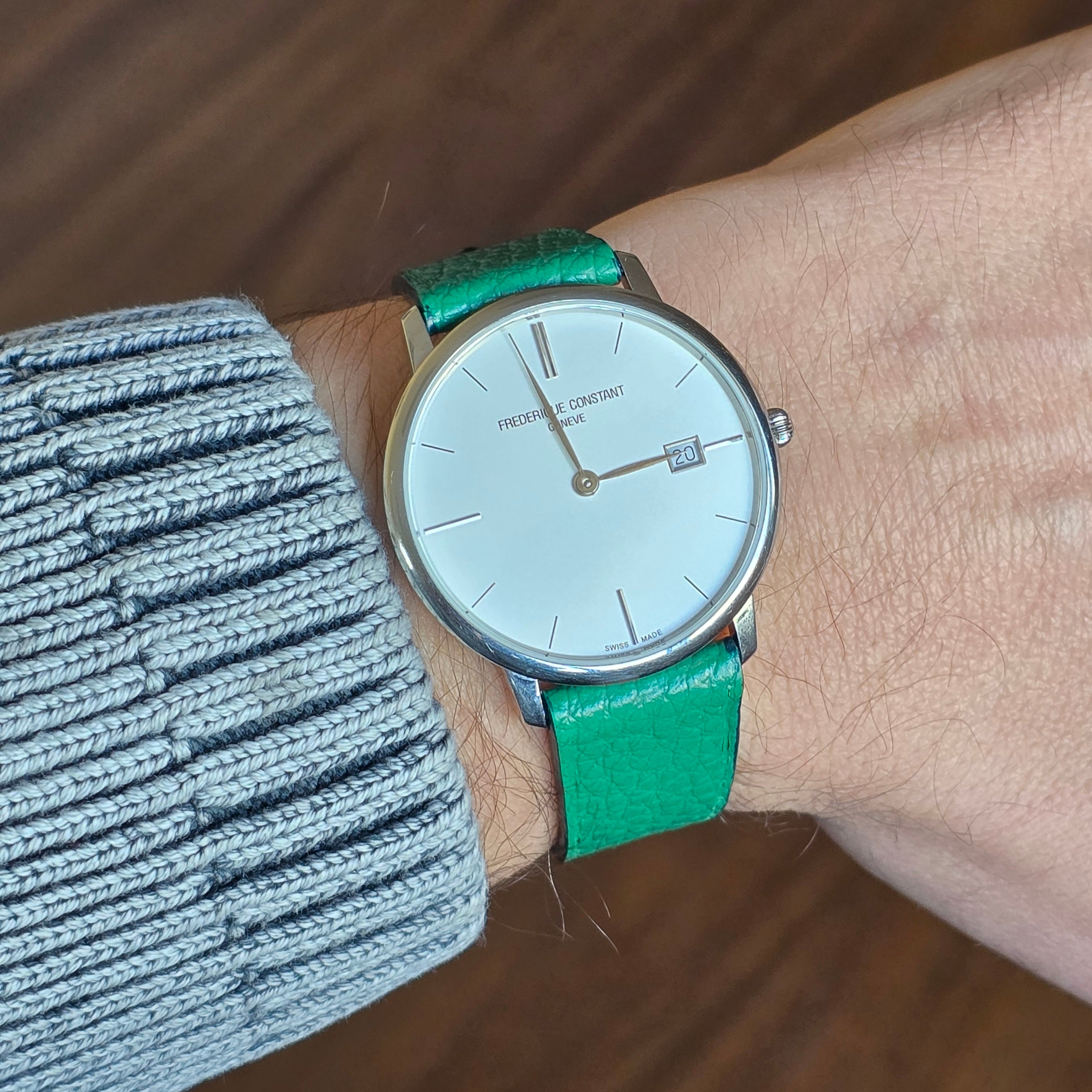 Embossed Leather Strap - Green