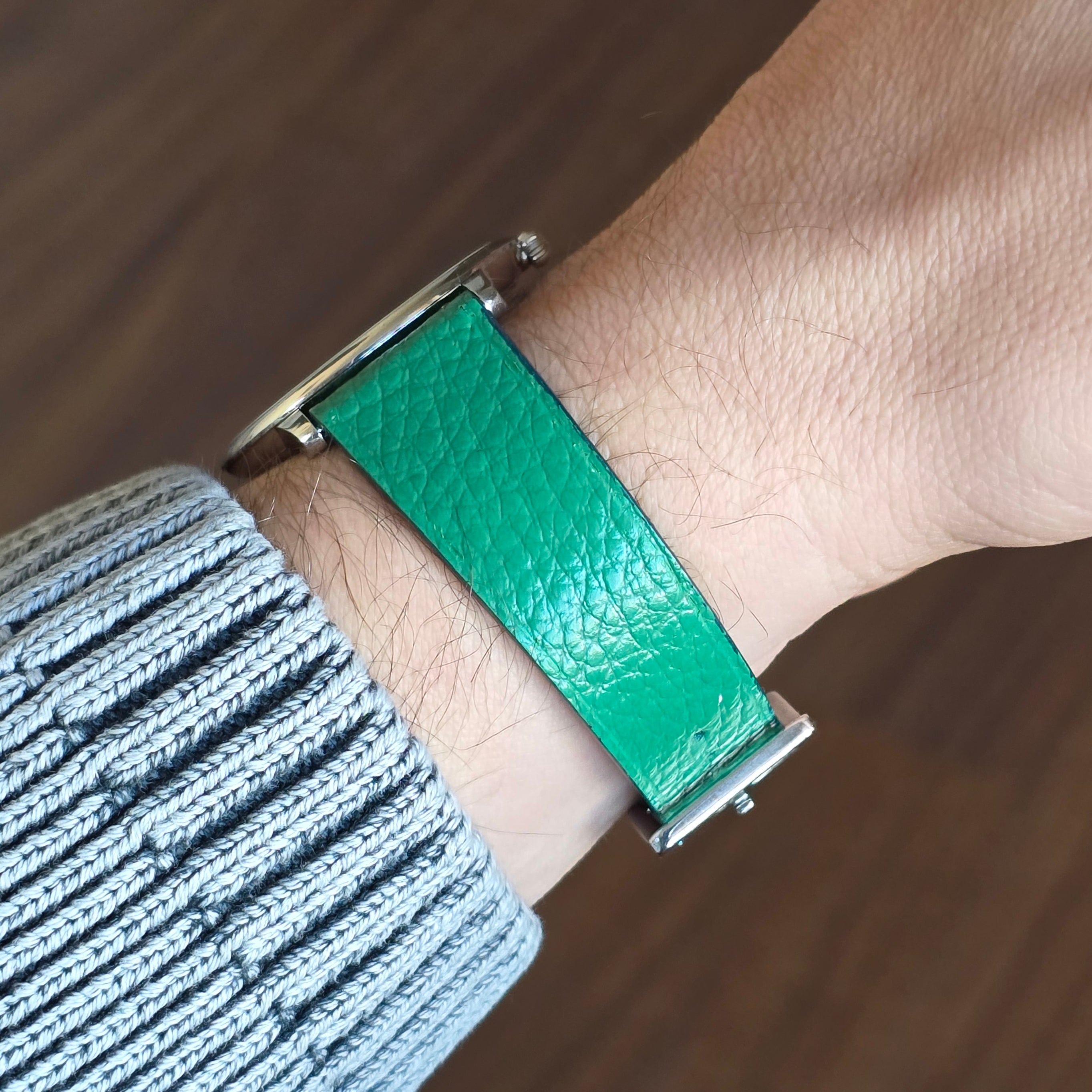 Embossed Leather Strap - Green