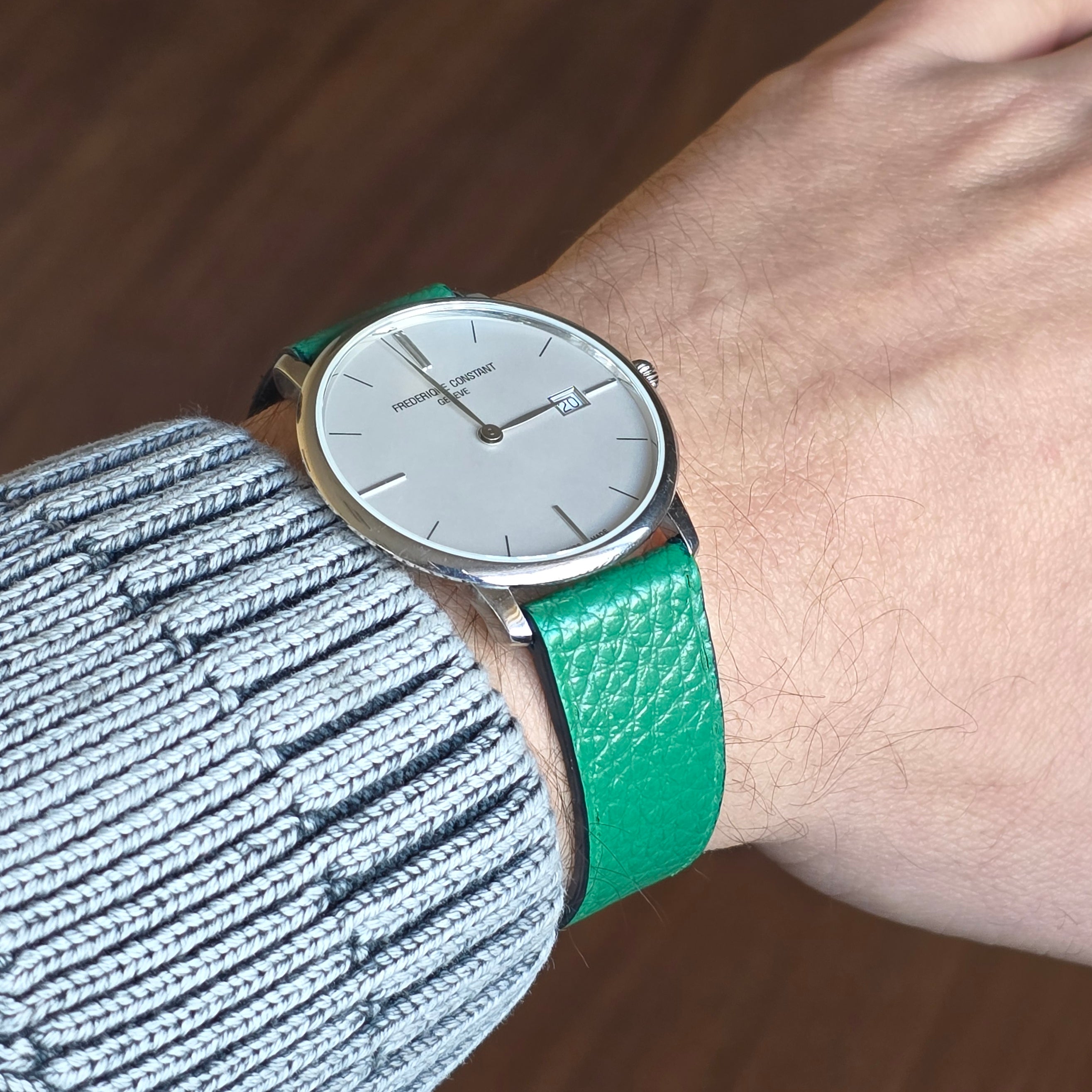 Embossed Leather Strap - Green