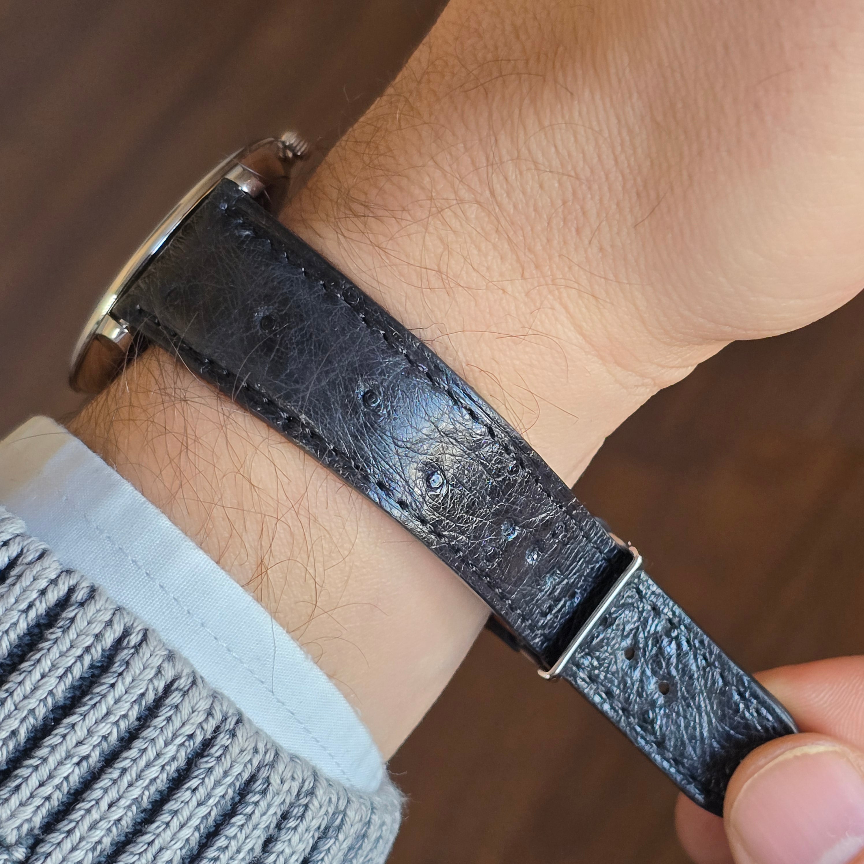 Ostrich Leather Strap - Black