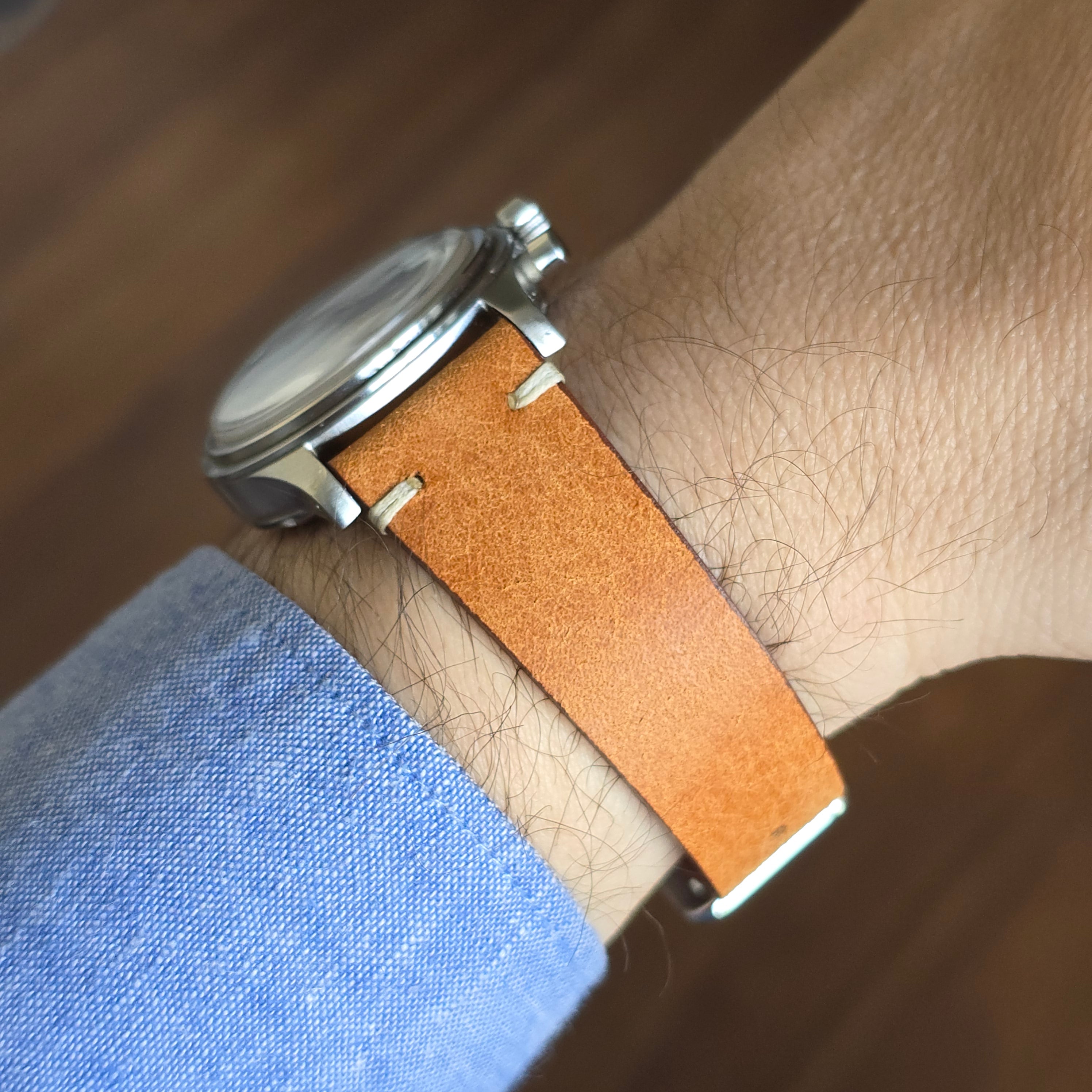 Vintage Style Leather Watch Strap