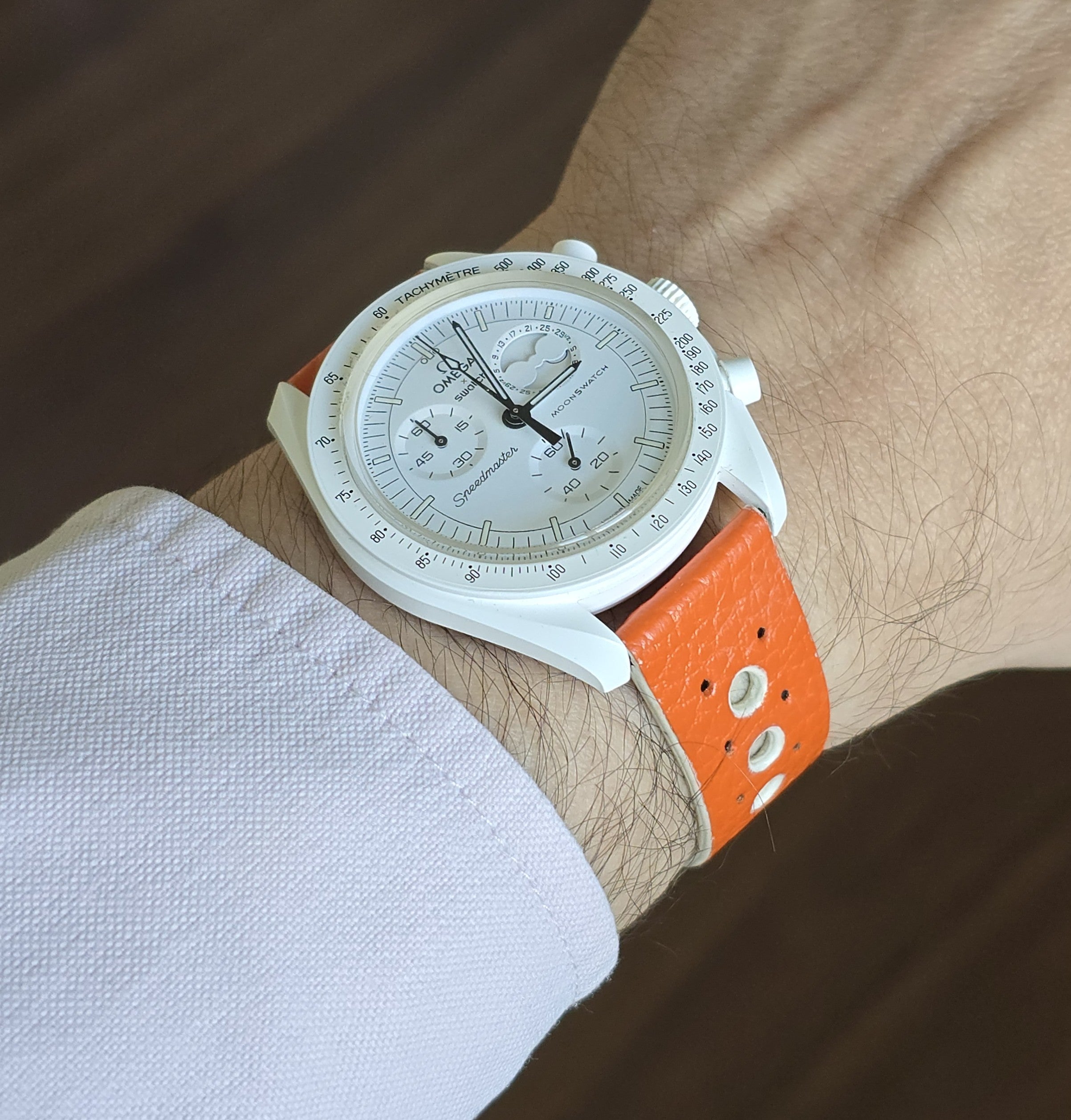 Rally Style Leather Strap - Orange