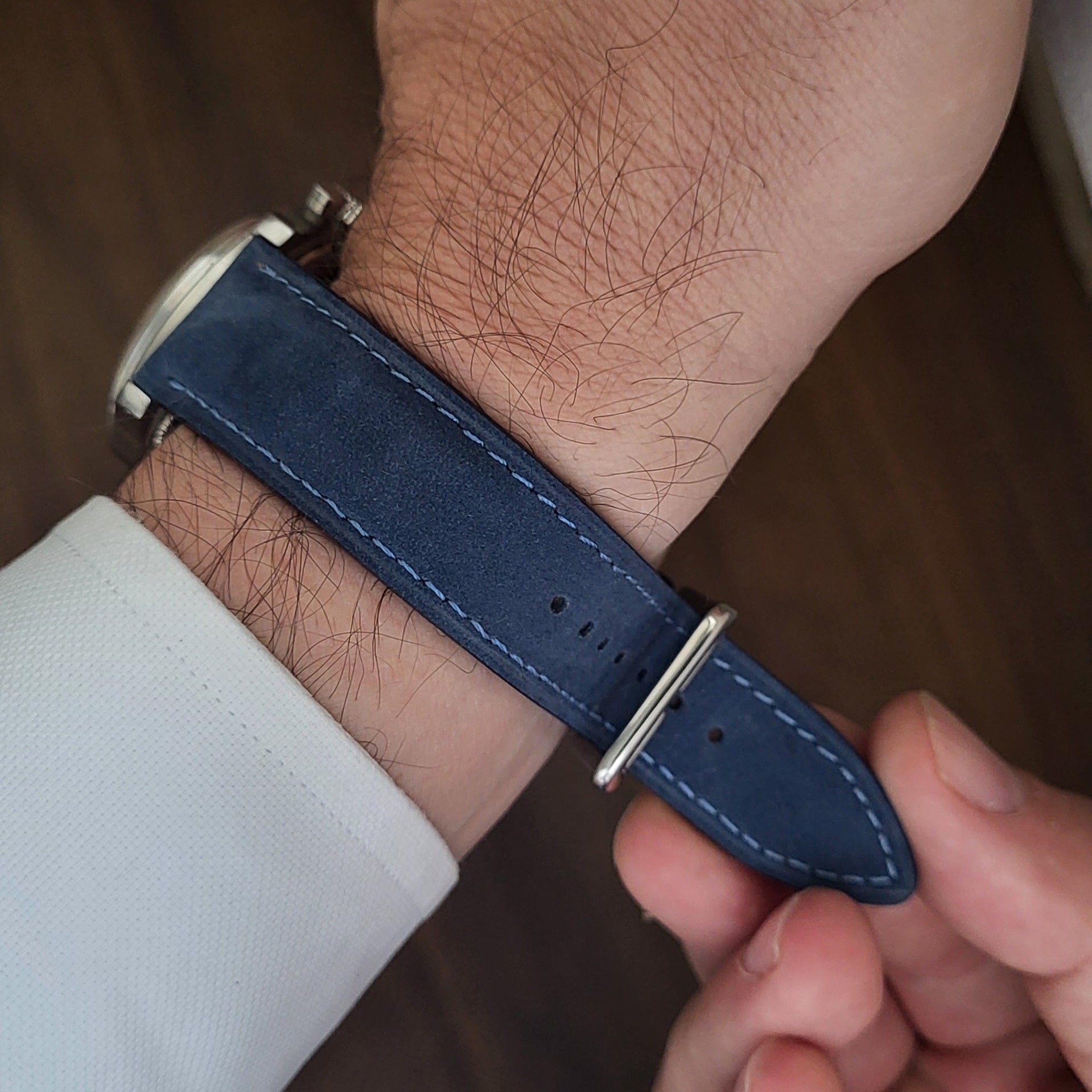 Nubuck Leather Strap - D. Blue