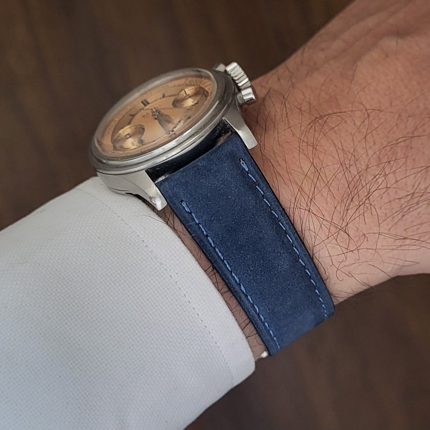 Nubuck Leather Strap - D. Blue