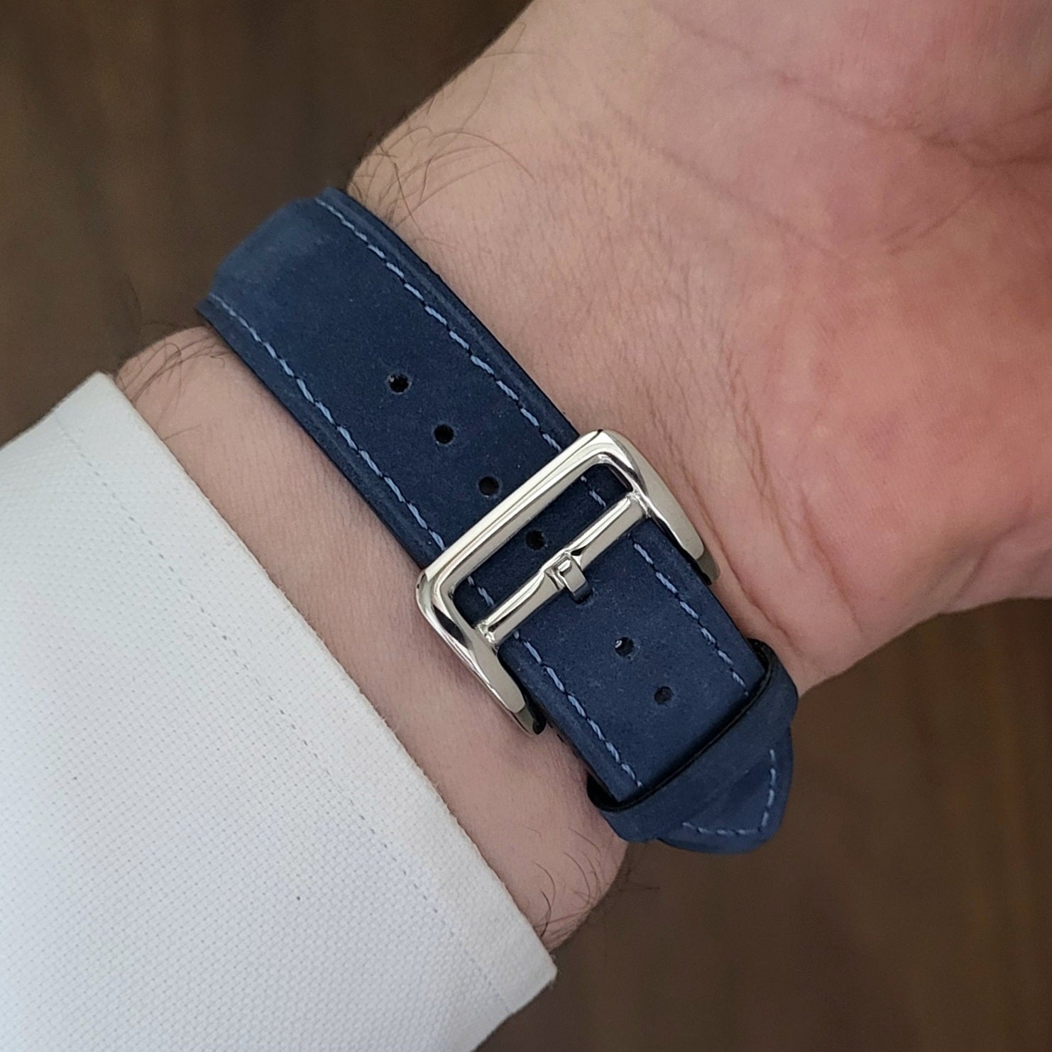 Nubuck Leather Strap - D. Blue