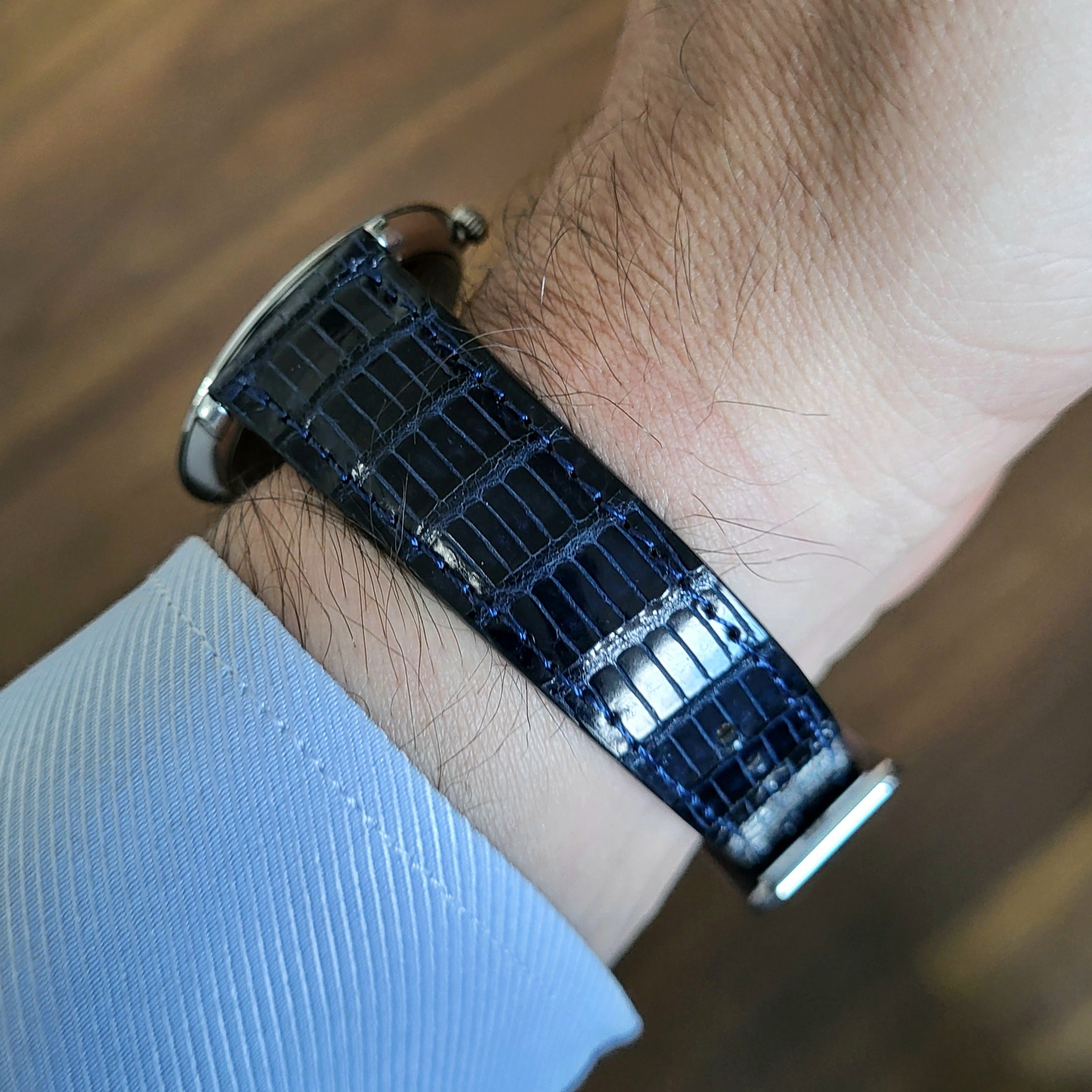 Lizard Leather Watch Strap - D. Blue