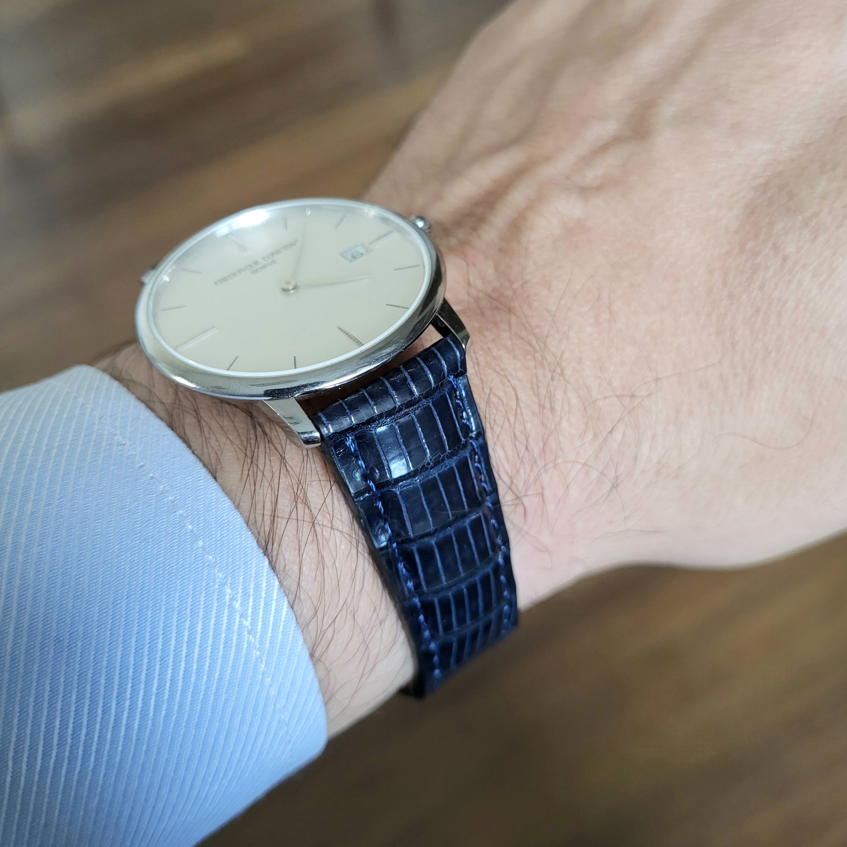 Lizard Leather Watch Strap - D. Blue