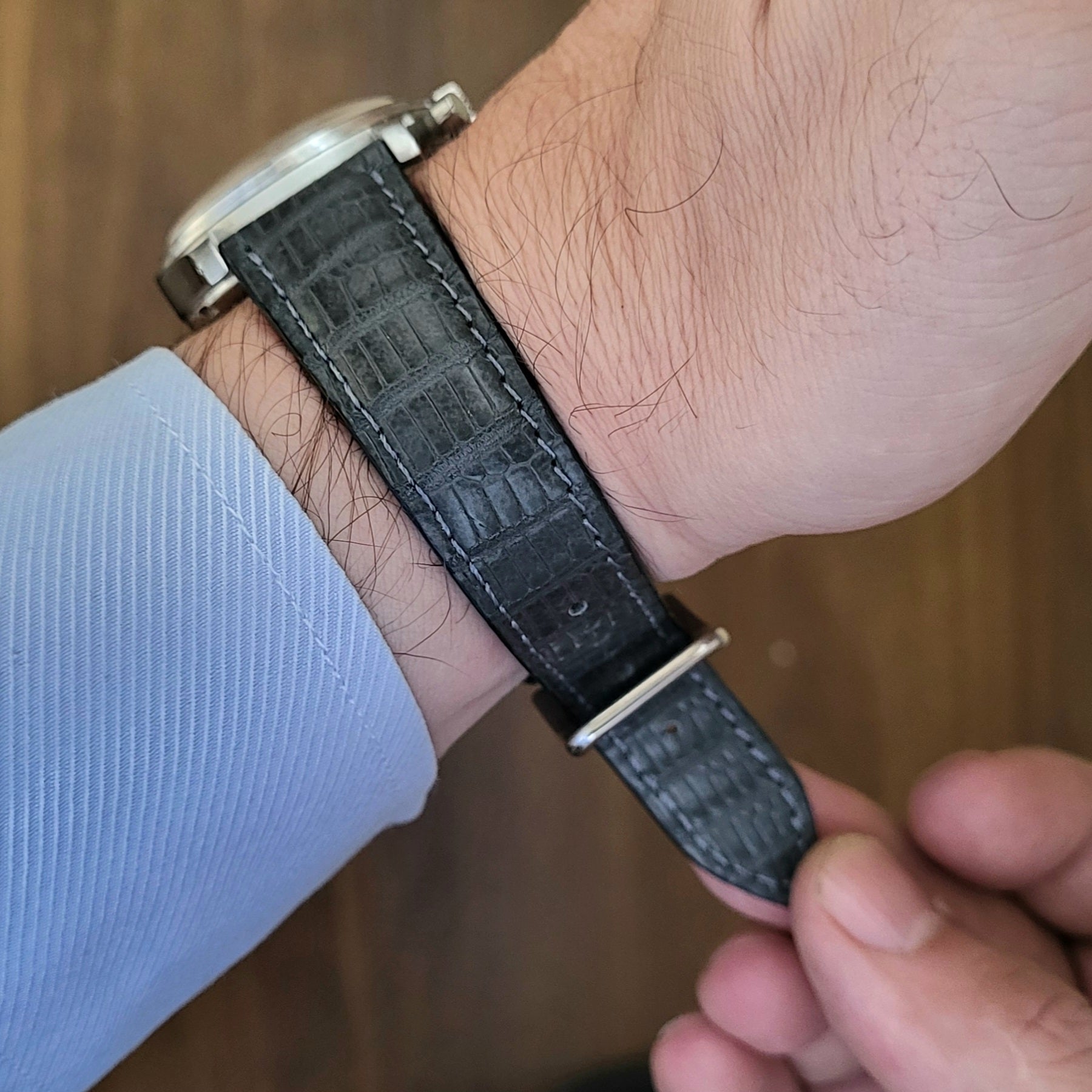 Lizard Leather Watch Strap - Grey