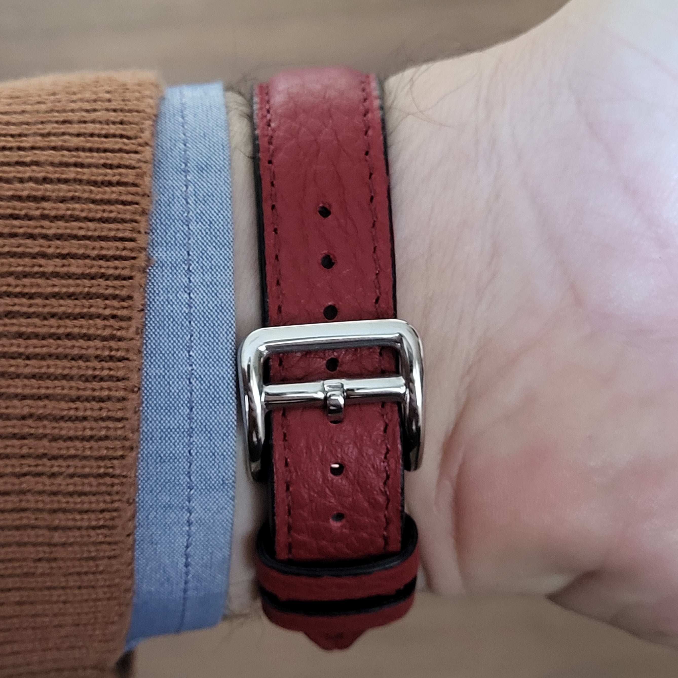 Embossed Leather Strap - Red