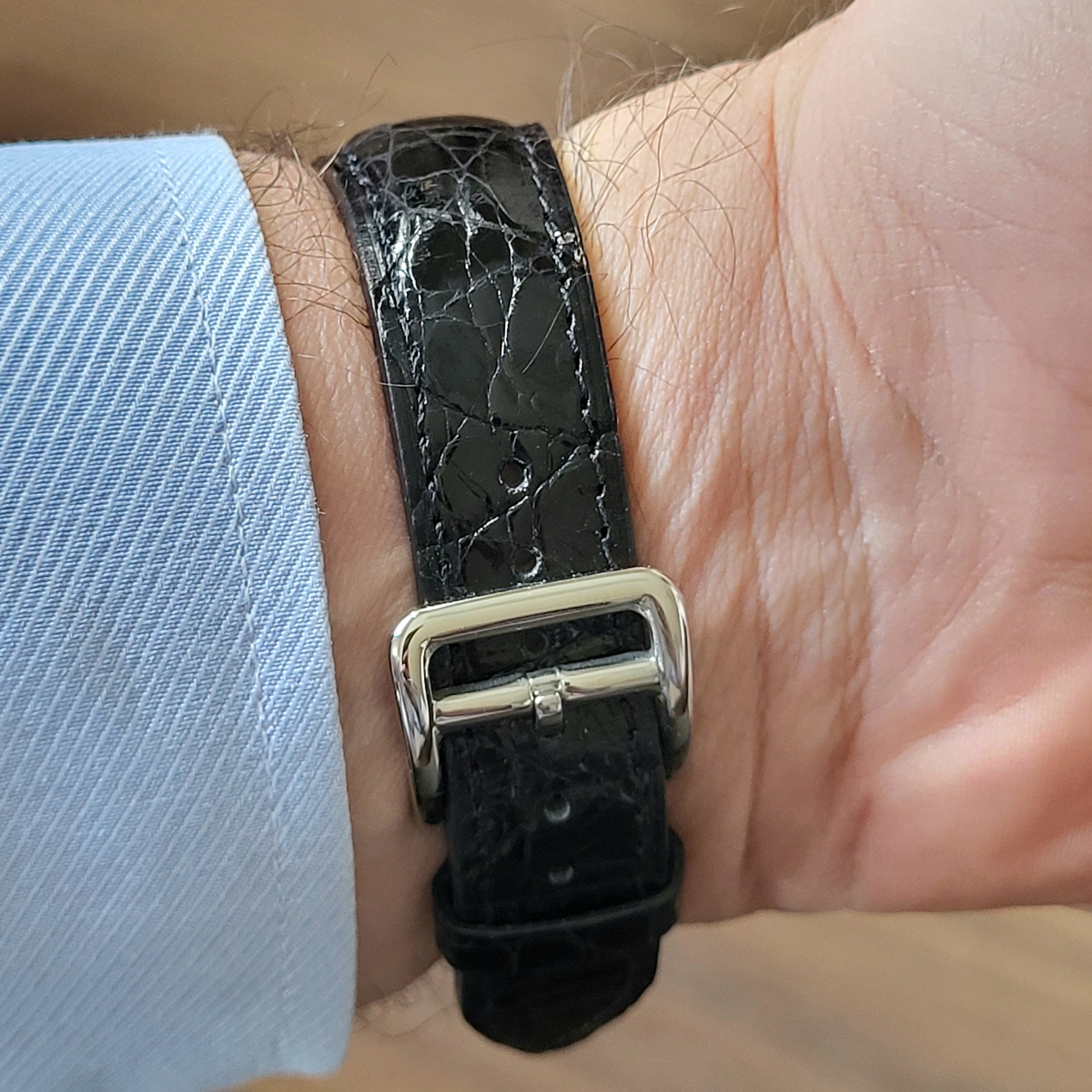 Genuine Croc. Leather Watch Strap - Black
