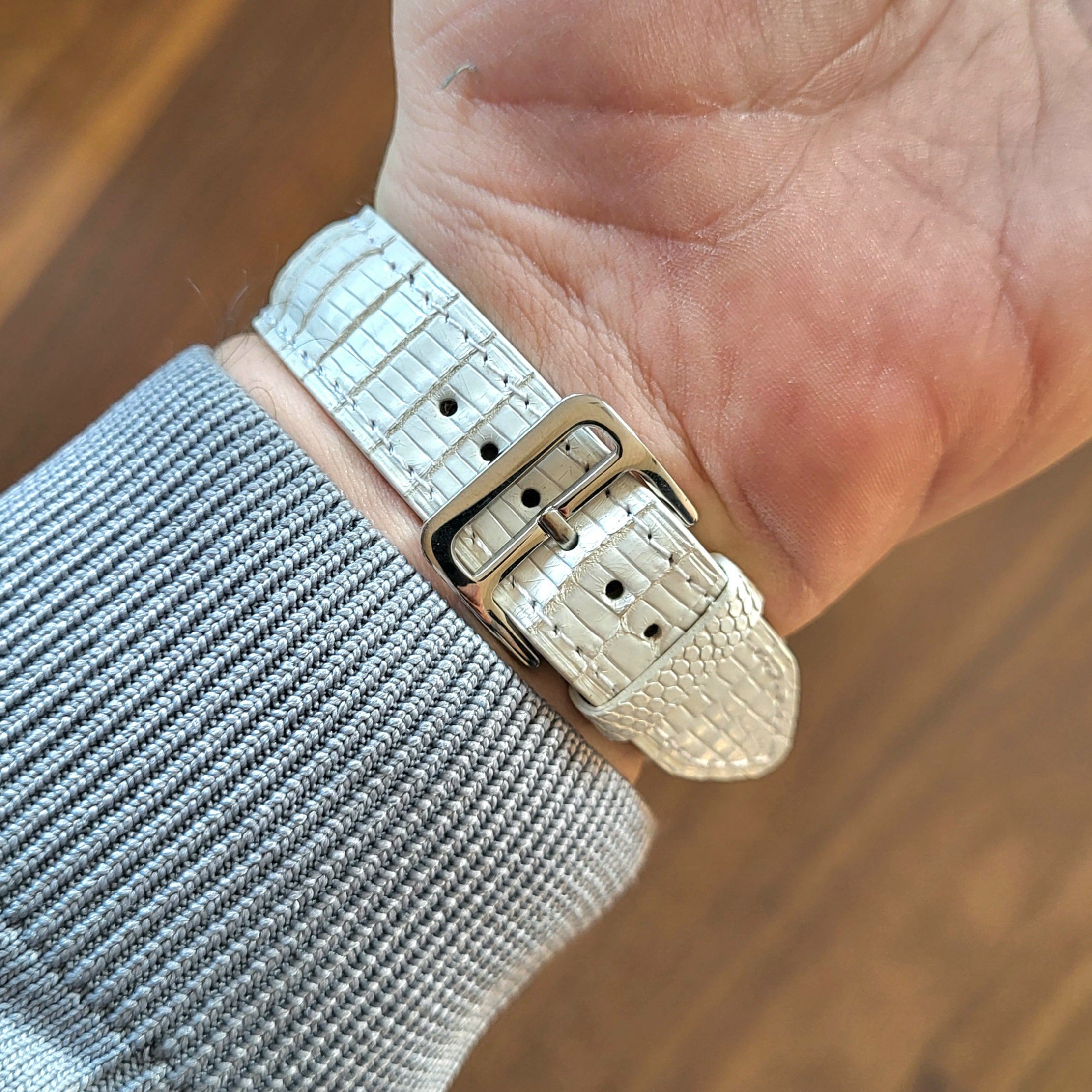 Lizard Leather Watch Strap - Beige