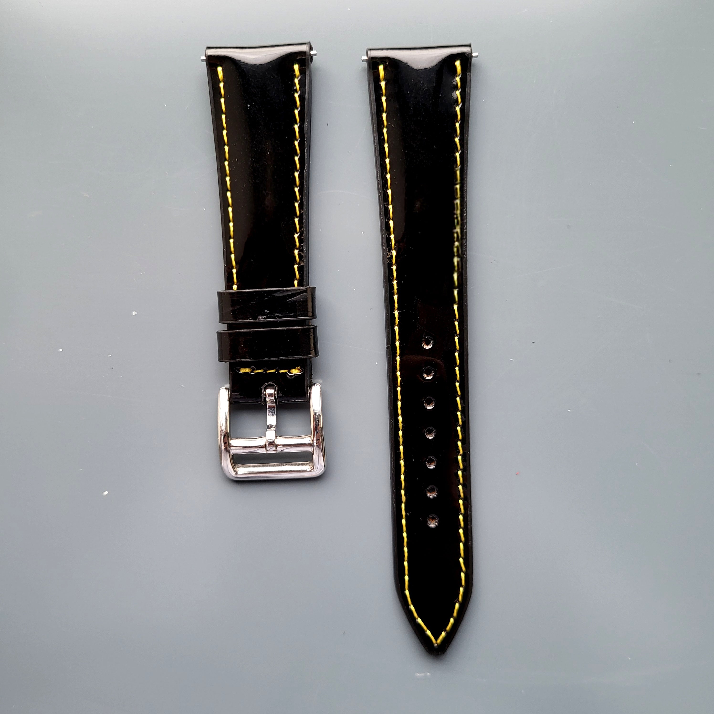 Patent Leather Strap - Black / Yellow