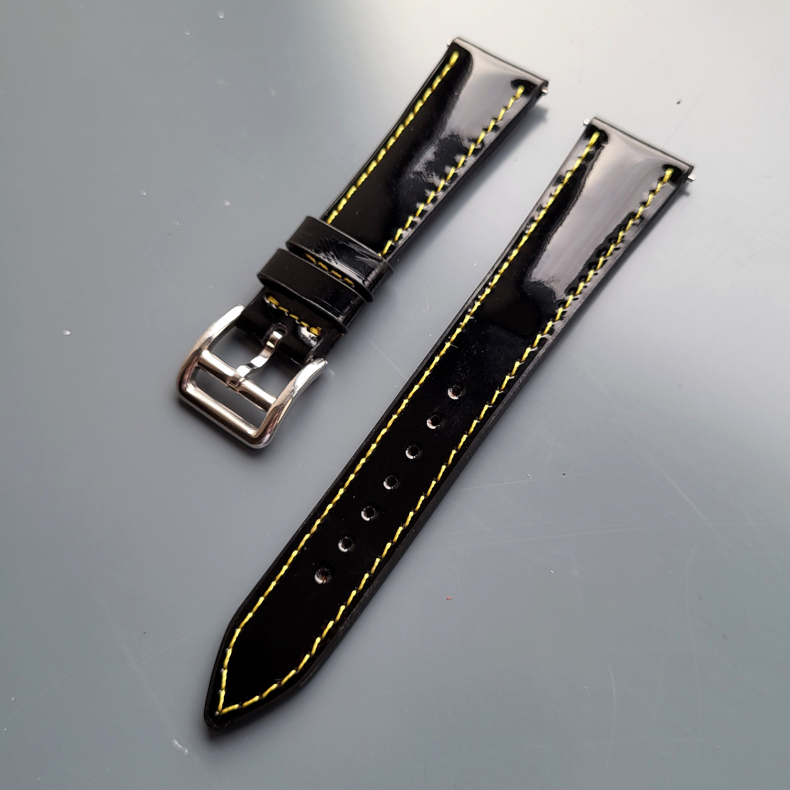 Patent Leather Strap - Black / Yellow