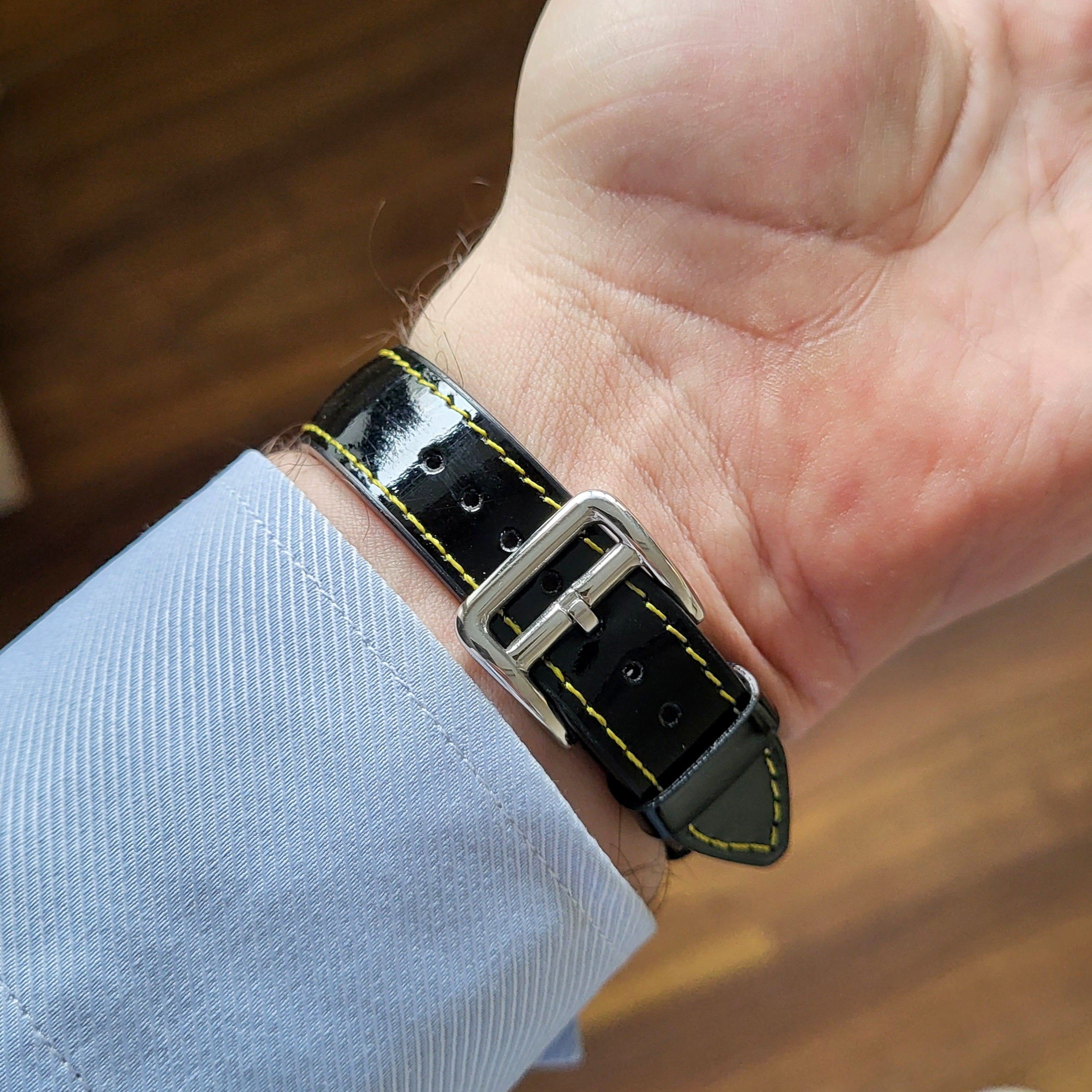 Patent Leather Strap - Black / Yellow