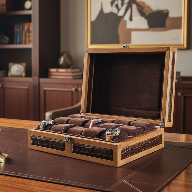Heritage Wooden Watch Box for 15 / Brown