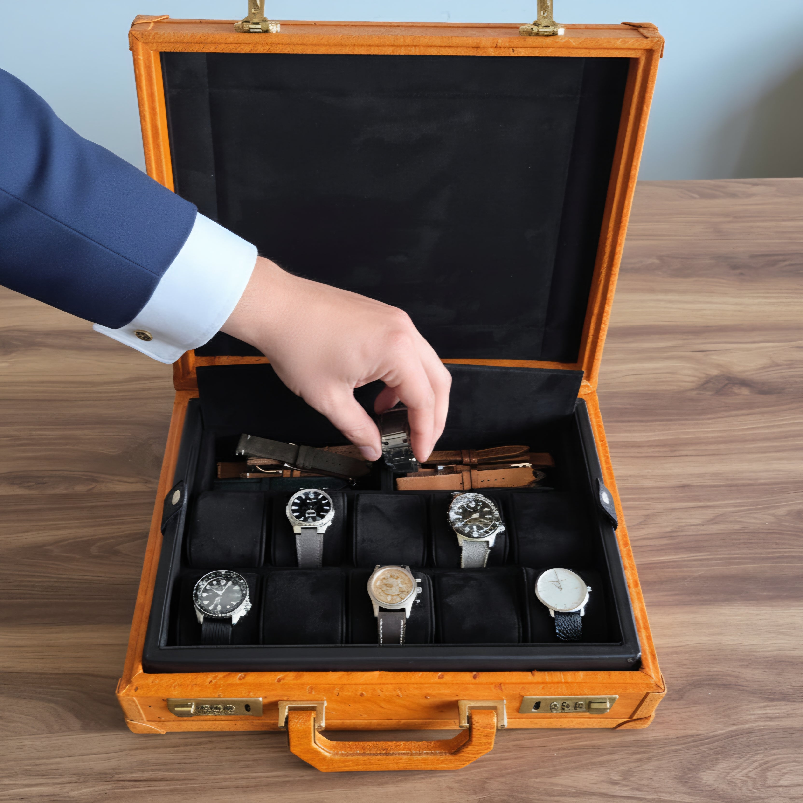 Bond Ostrich Leather Watch Case for 10  / Tan
