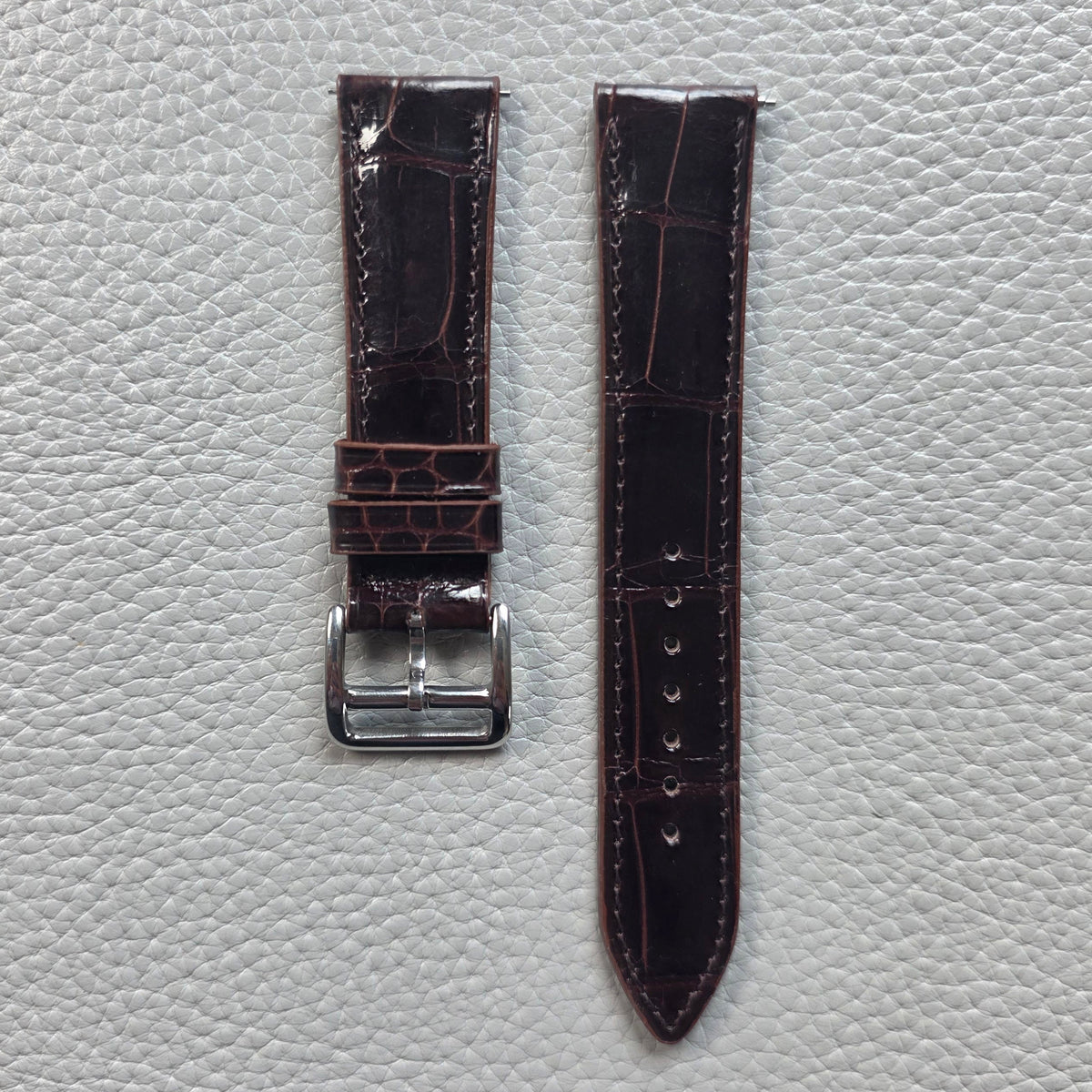 Genuine Croc. Leather Watch Strap / Brown