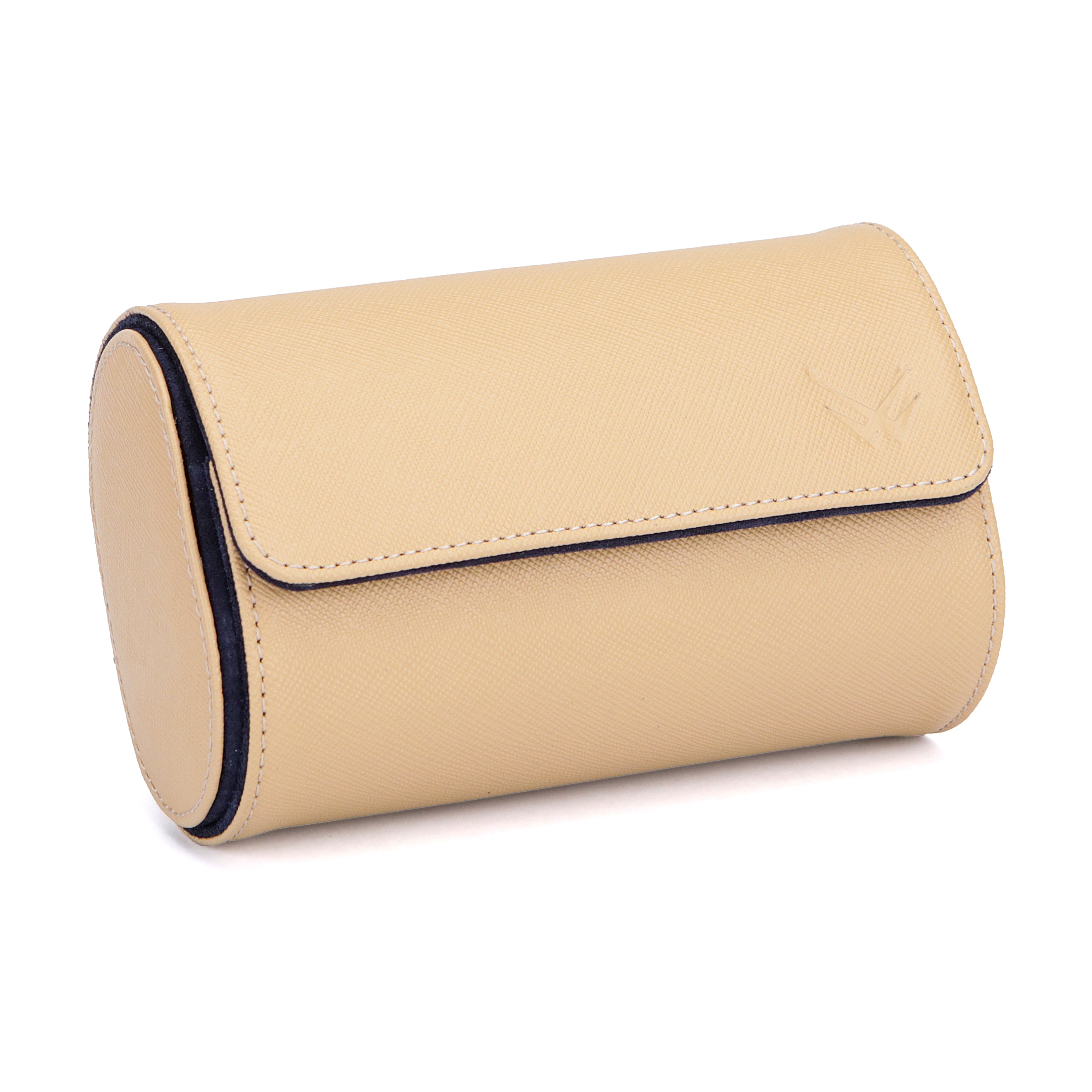 Lusse Leather Watch Roll for 2 - Beige