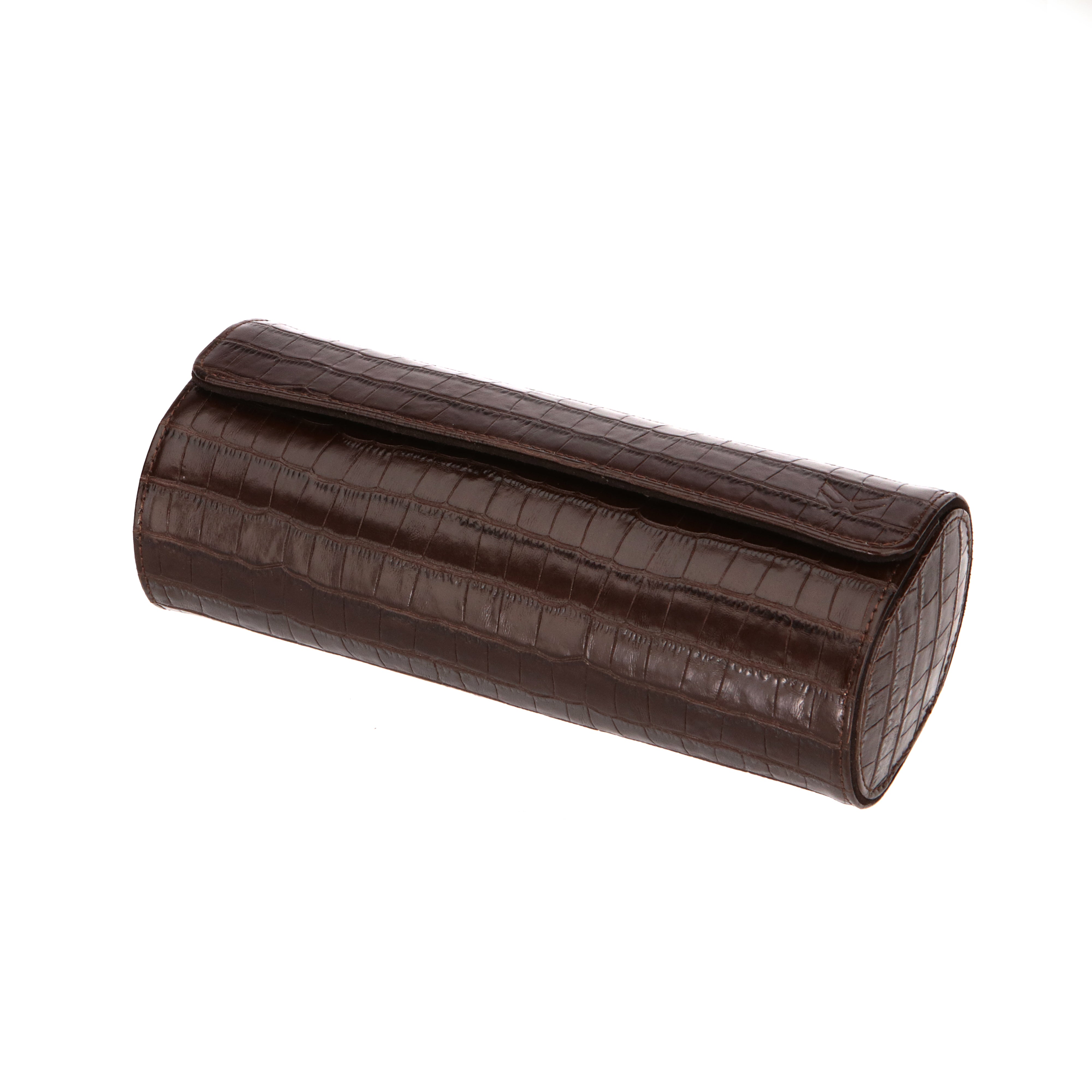 Angora Leather Watch Roll for 3 - Brown