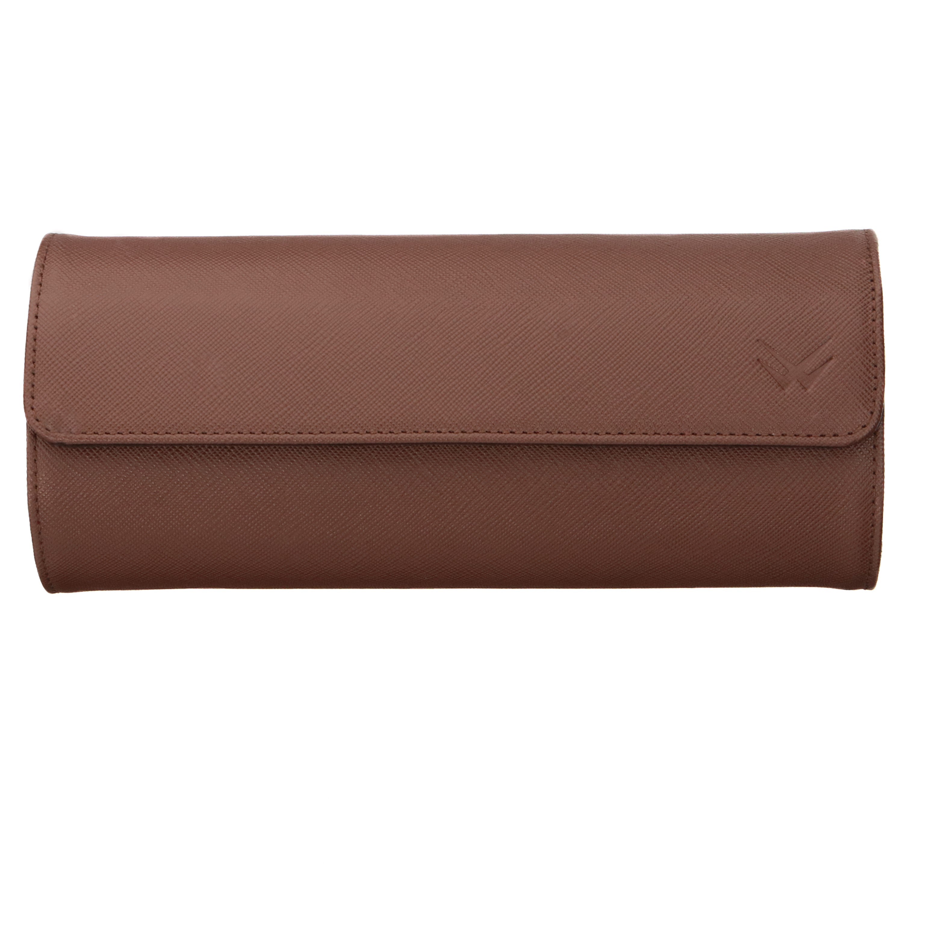 Angora Leather Watch Roll for 3 - Brown