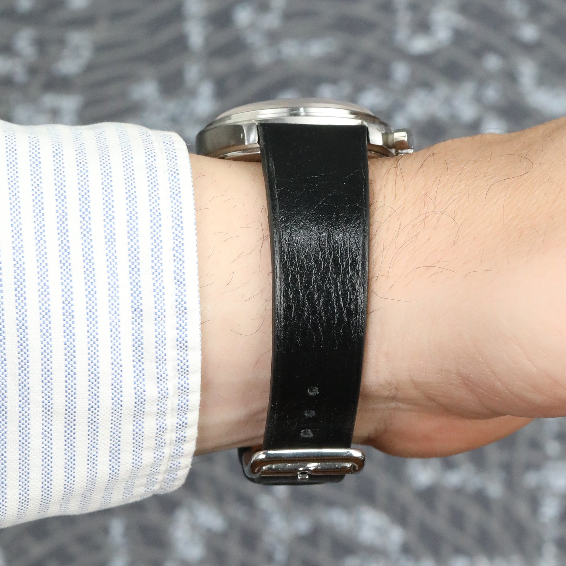 Pueblo Leather Watch Strap - Black Slim Stitchless