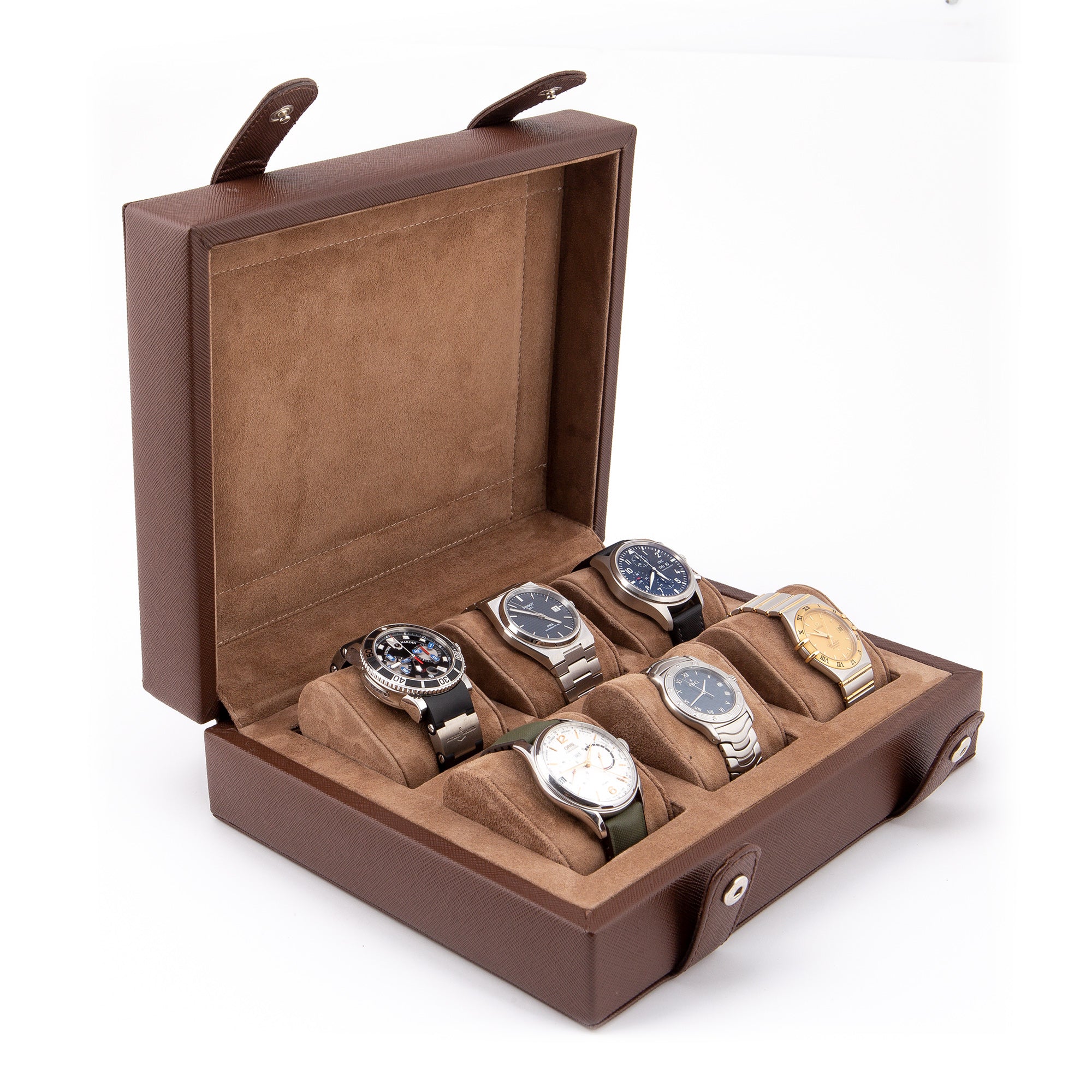 Leather Watch Box for 6 / Brown