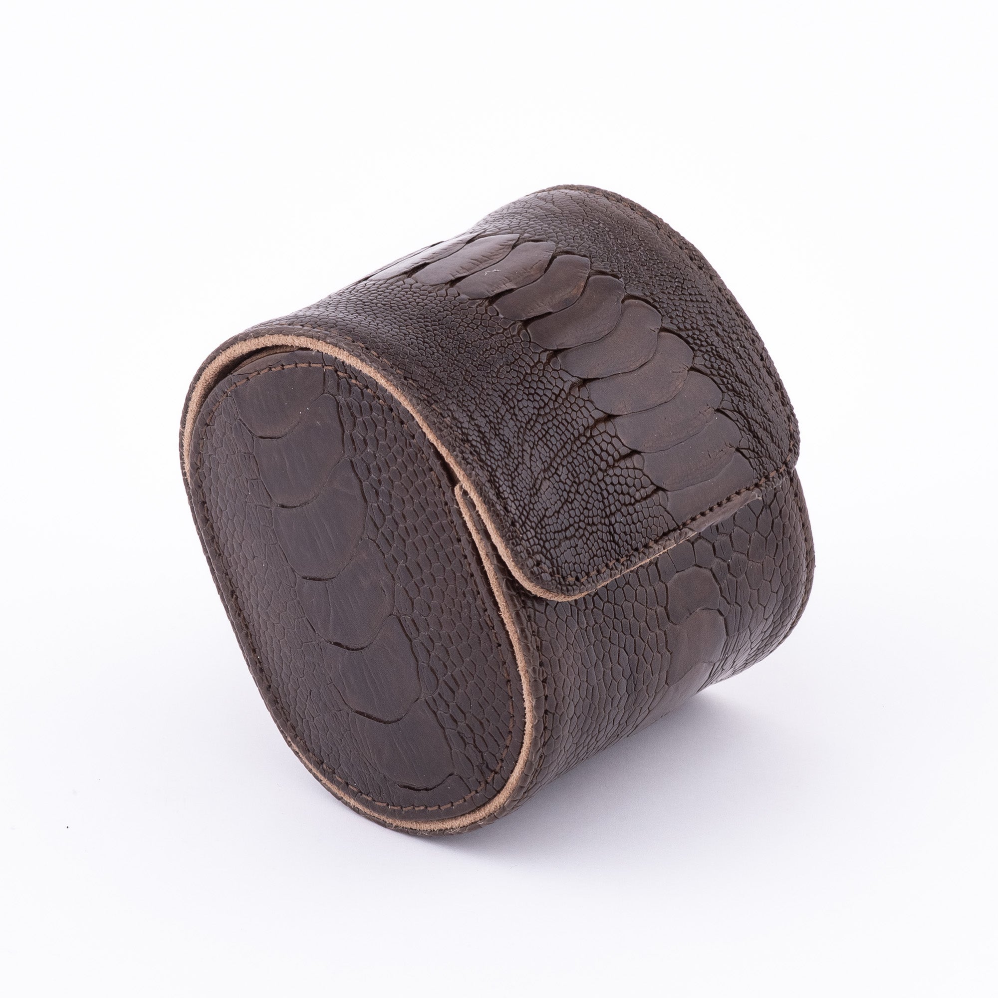 Toro Ostrich Leather Watch Roll for 1 - Brown