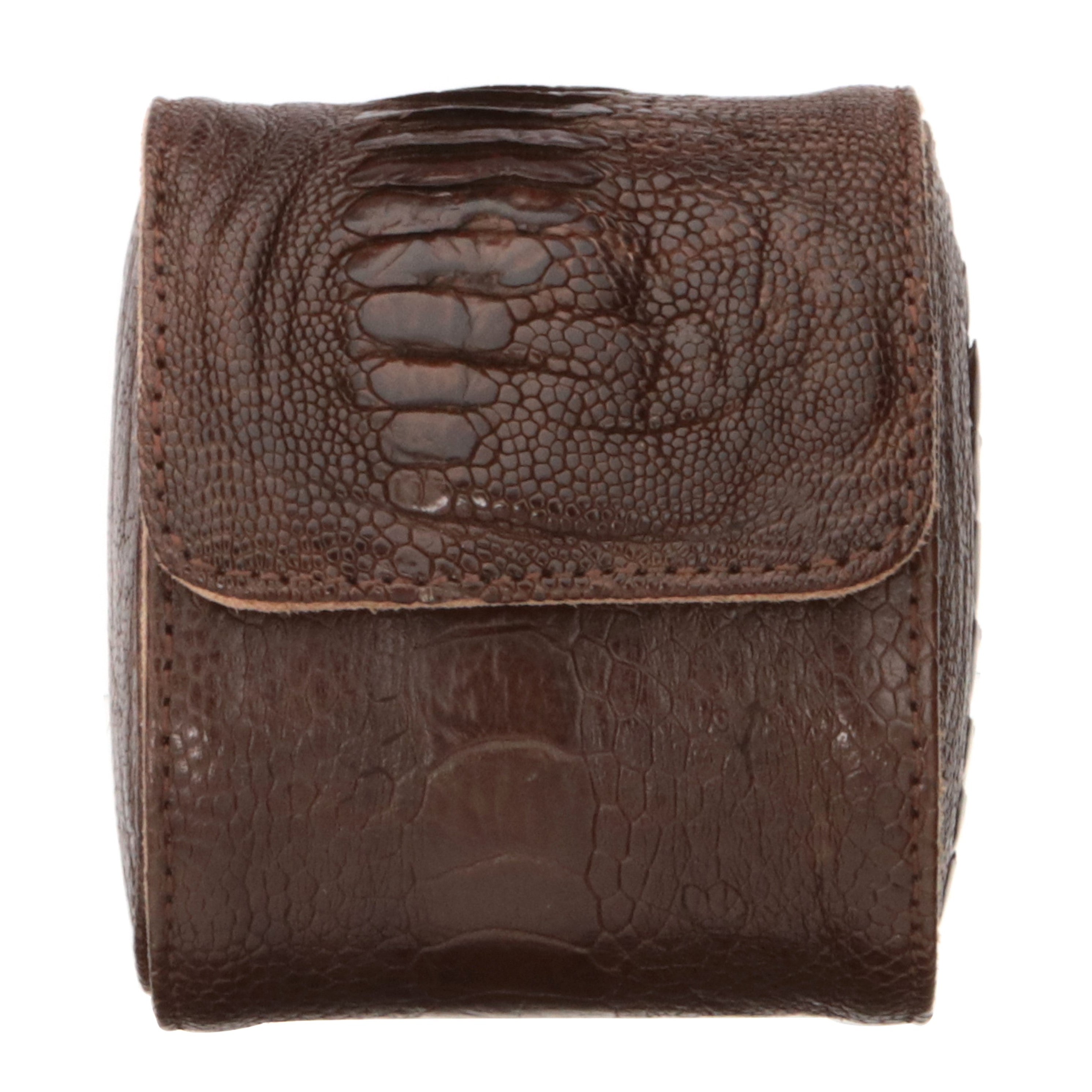 Toro Ostrich Leather Watch Roll for 1 - Brown