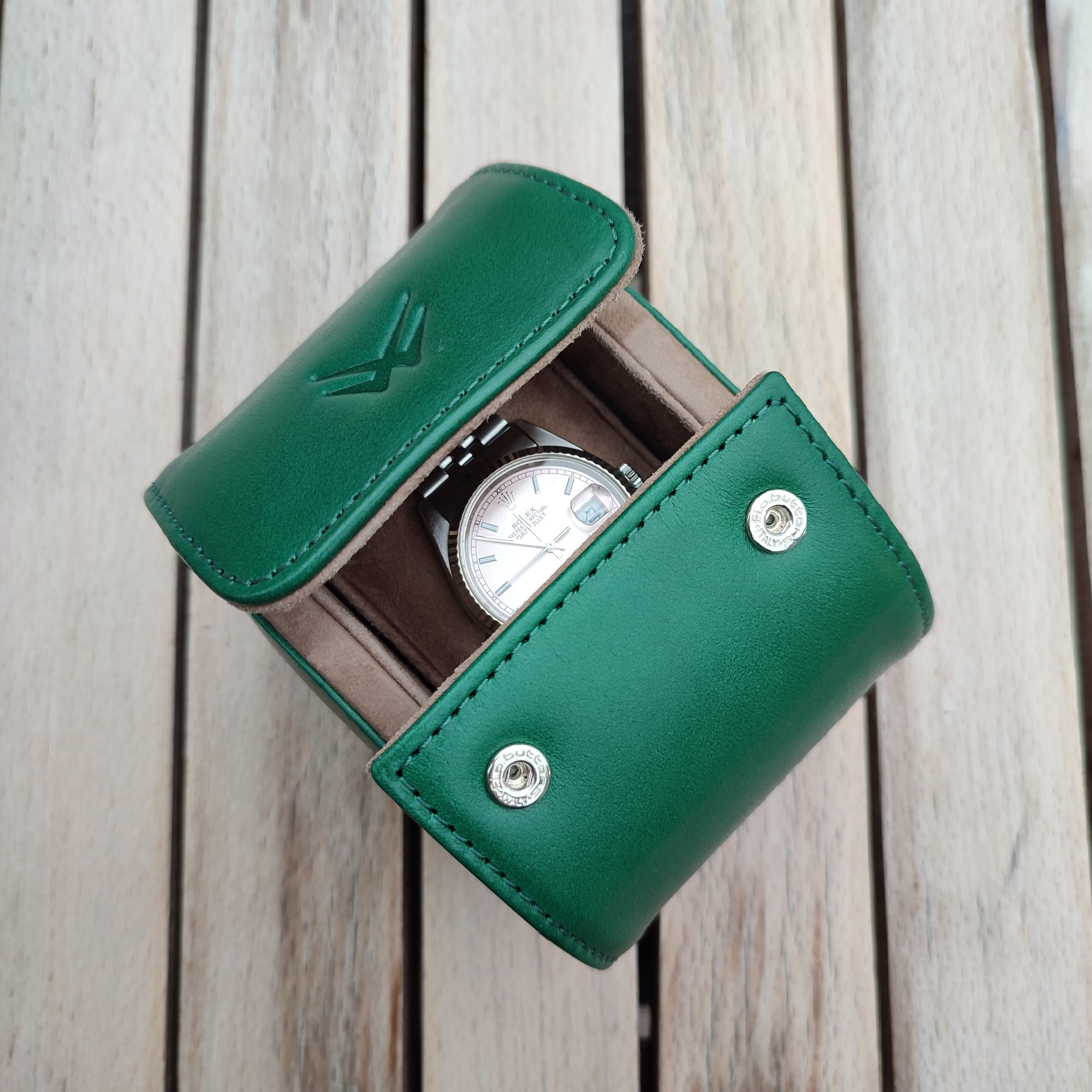 Toro Leather Watch Roll for 1 - Green