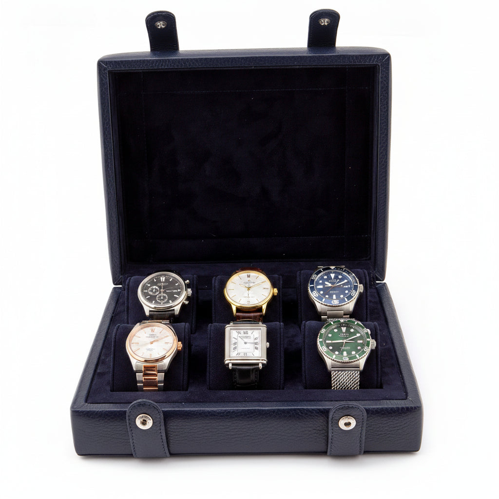 Arca Temporis Leather Watch Box for 6 / D.Blue