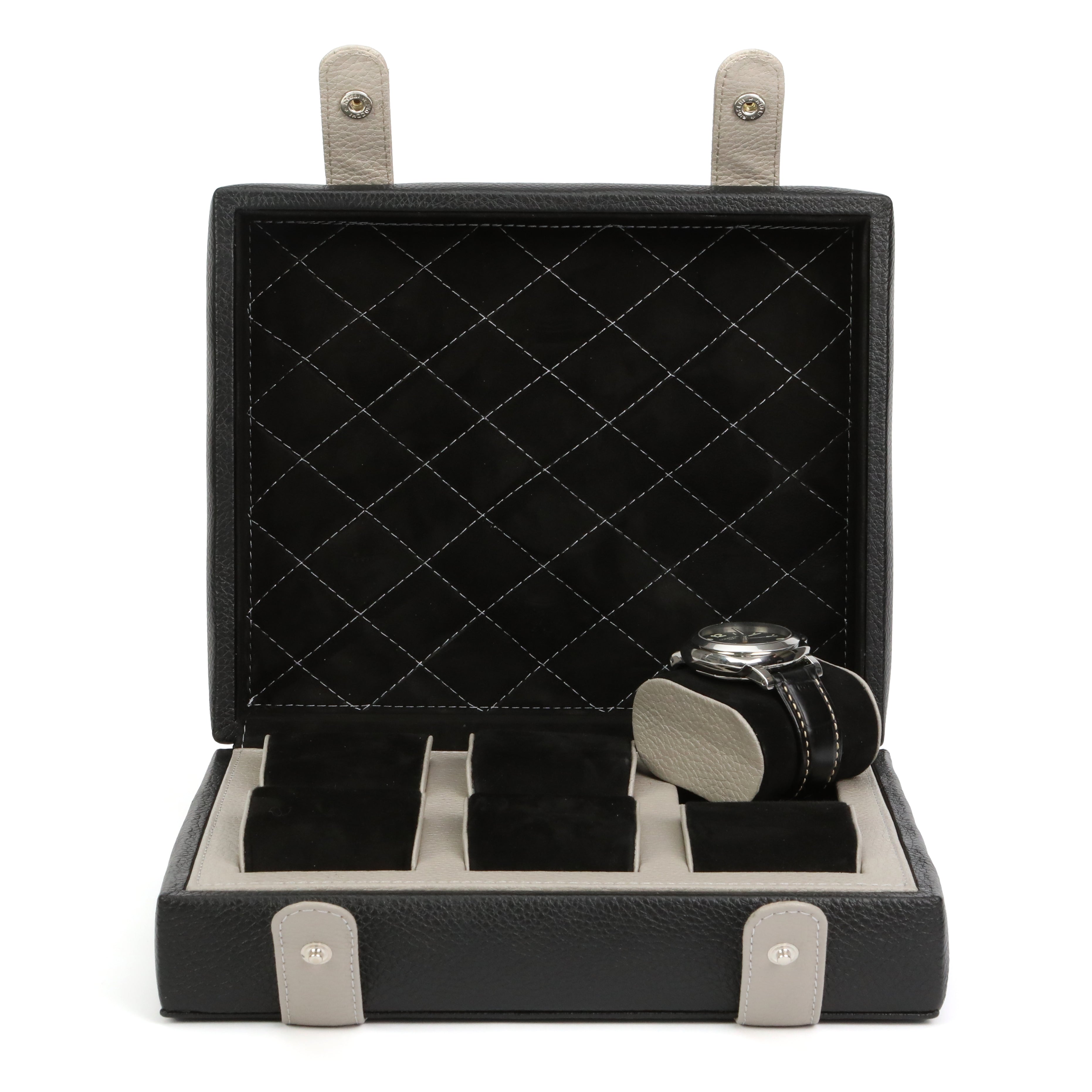 Arca Temporis Leather Watch Box for 6 / Black - Beige
