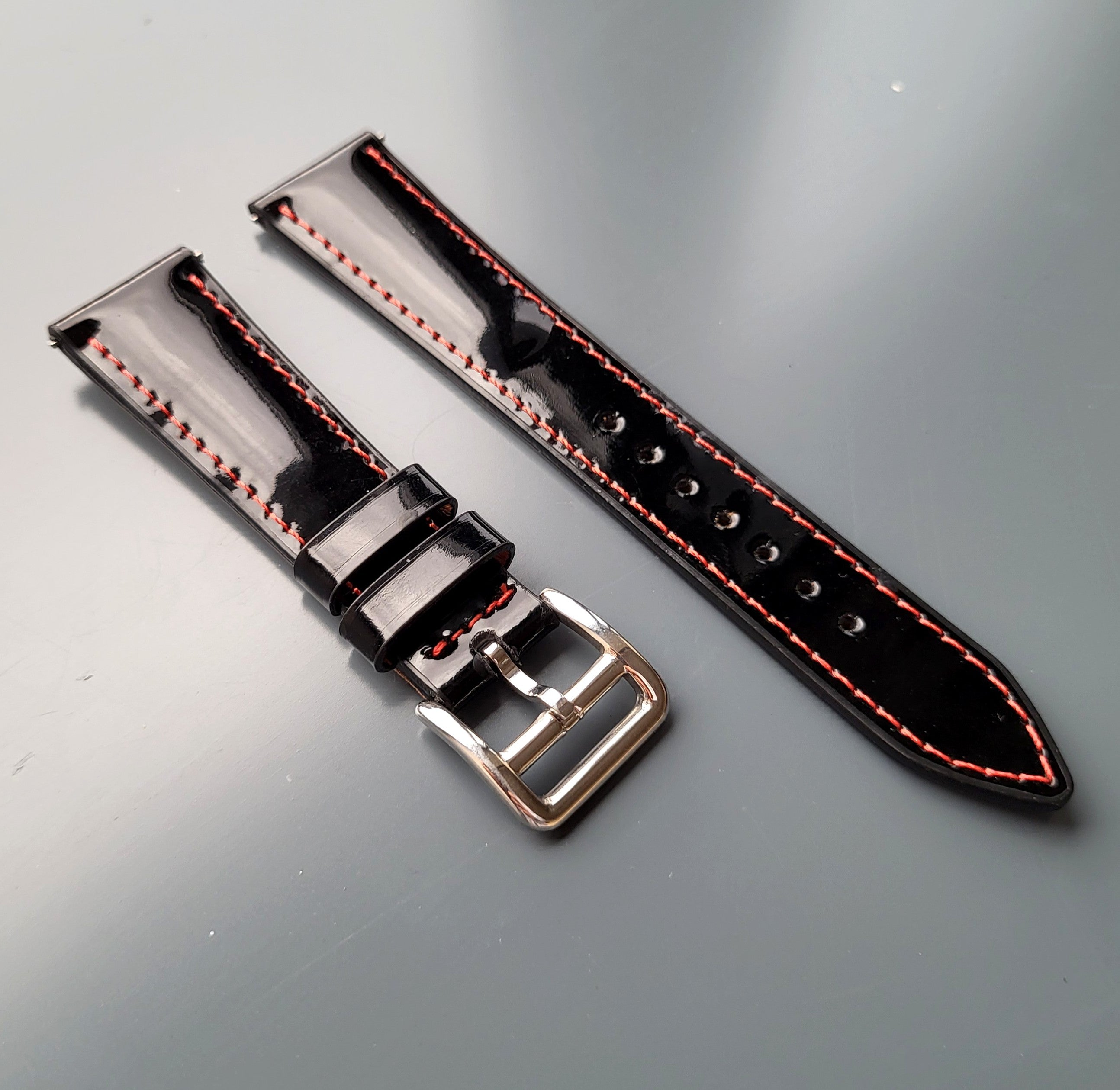Patent Leather Strap - Black / Red