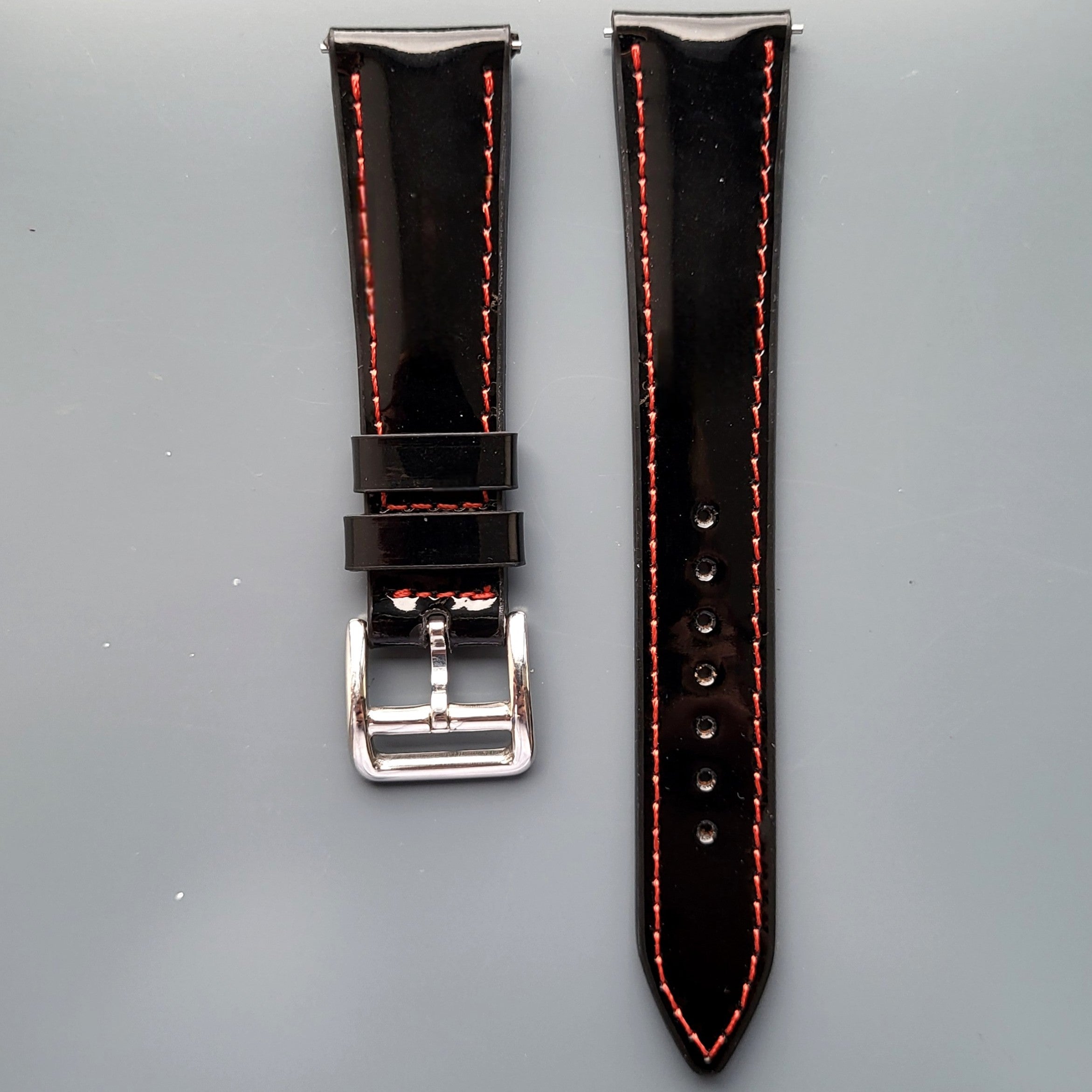Patent Leather Strap - Black / Red