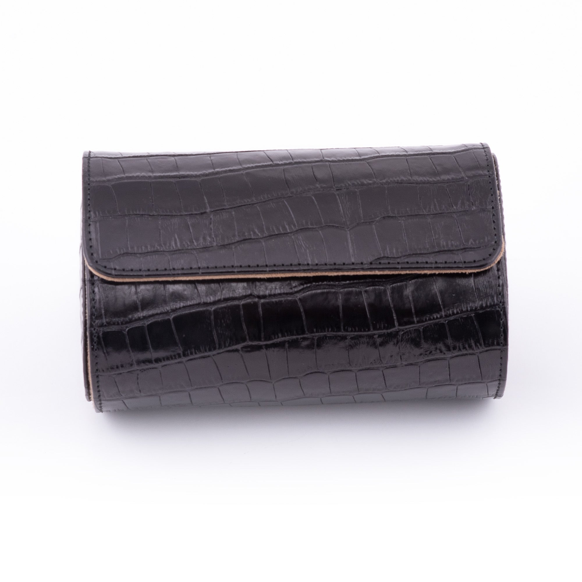 Lusse Leather Watch Roll for 2 - Black